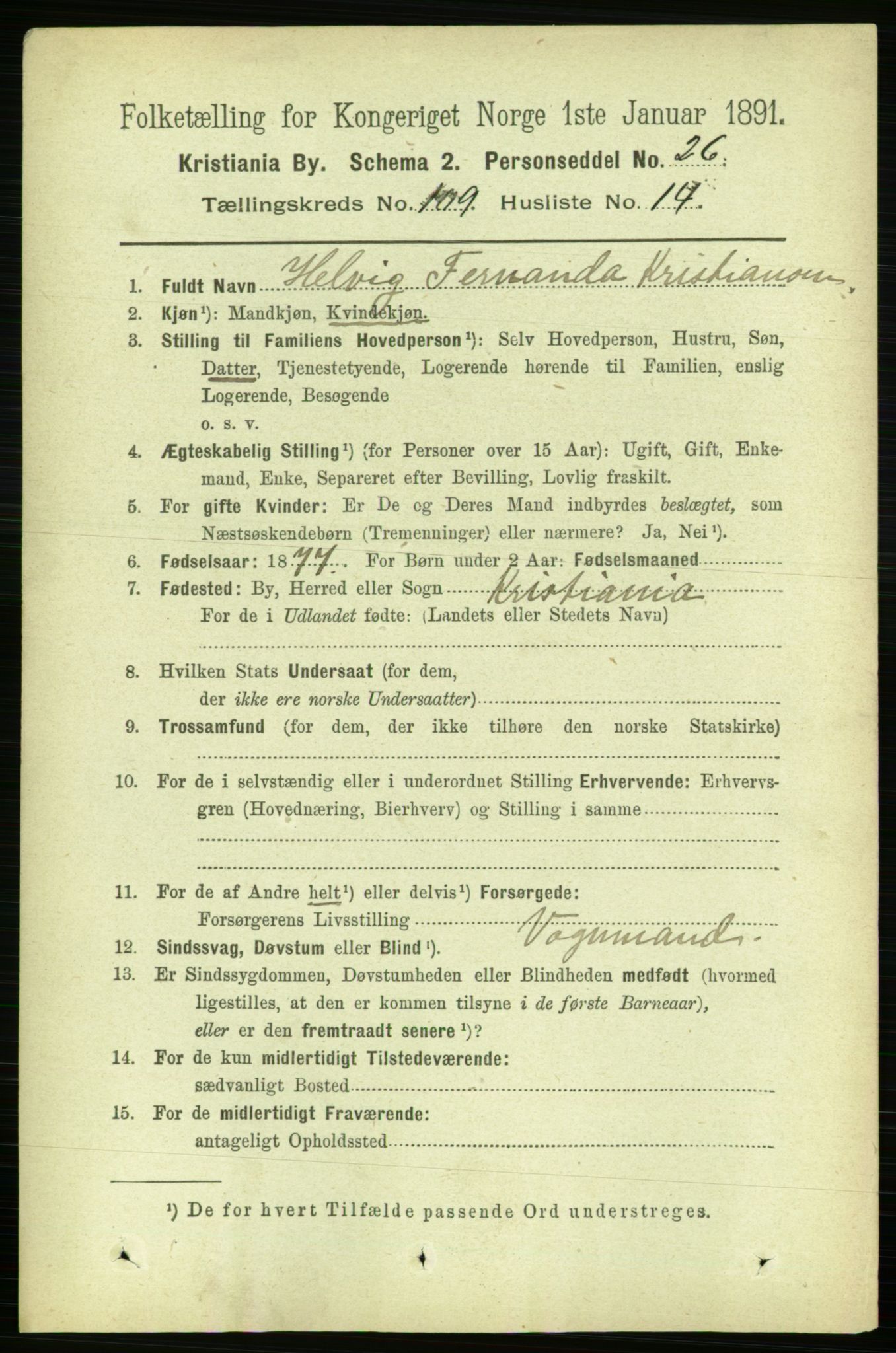 RA, 1891 census for 0301 Kristiania, 1891, p. 56922