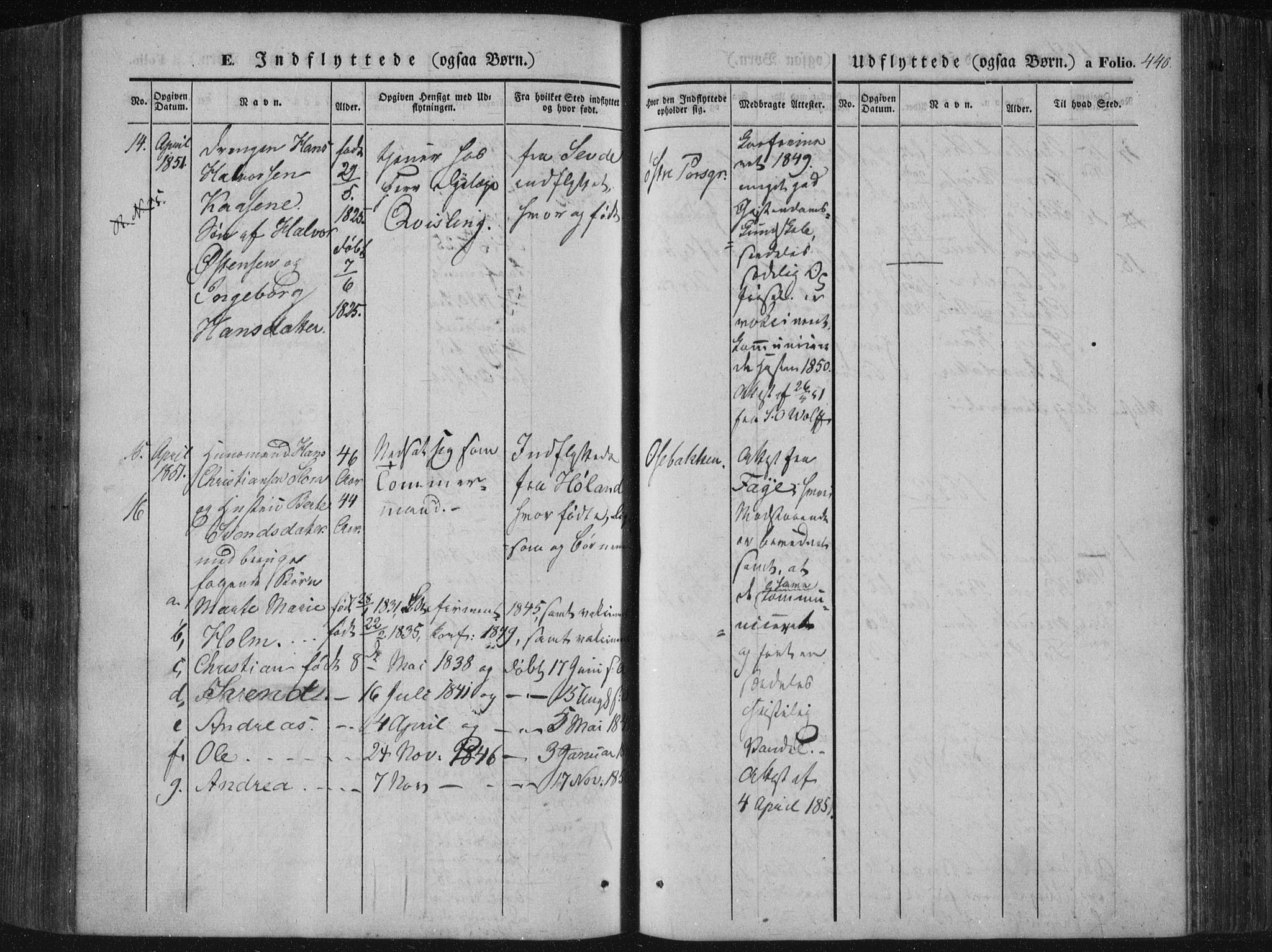 Porsgrunn kirkebøker , SAKO/A-104/F/Fa/L0006: Parish register (official) no. 6, 1841-1857, p. 440