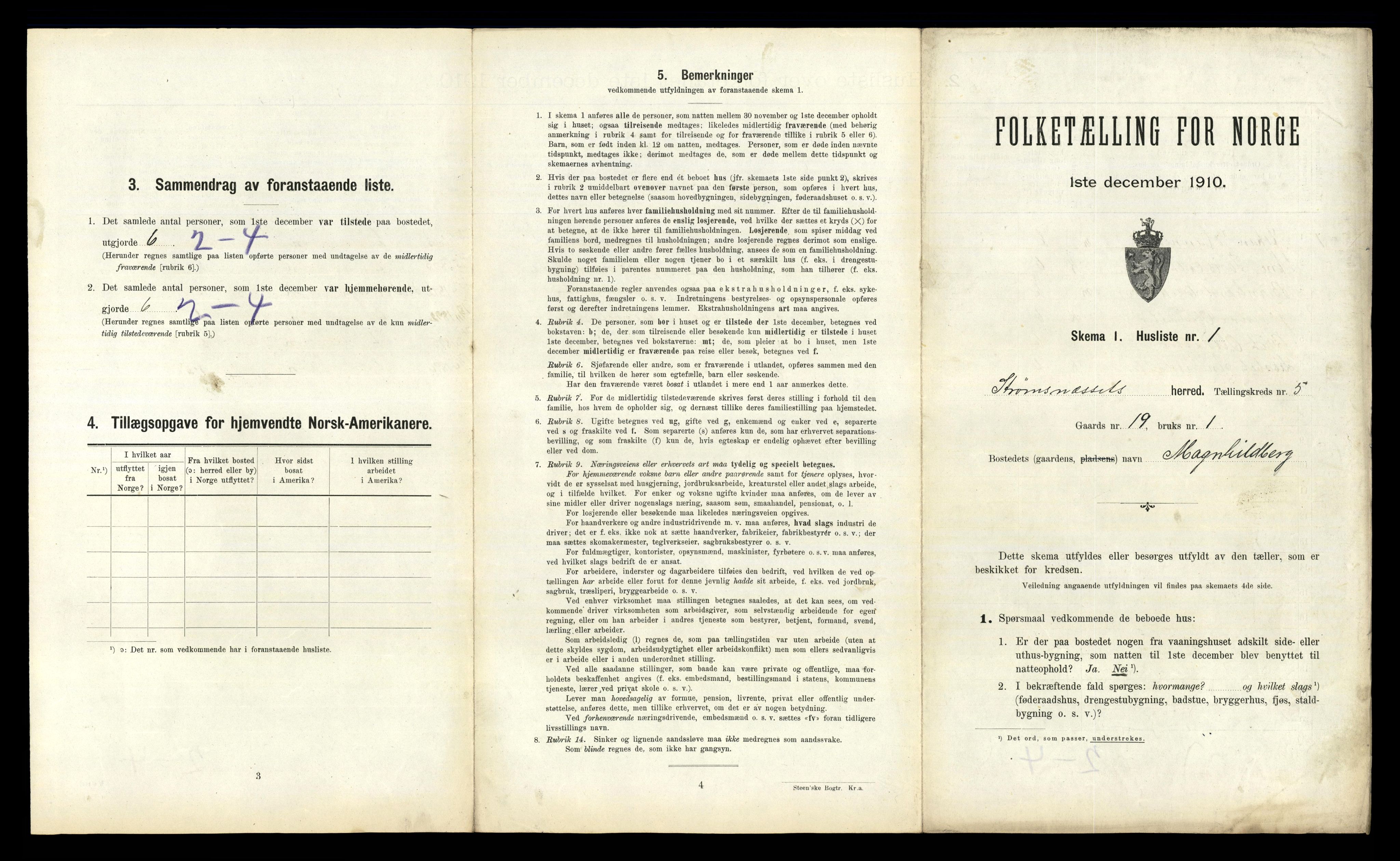 RA, 1910 census for Straumsnes, 1910, p. 287