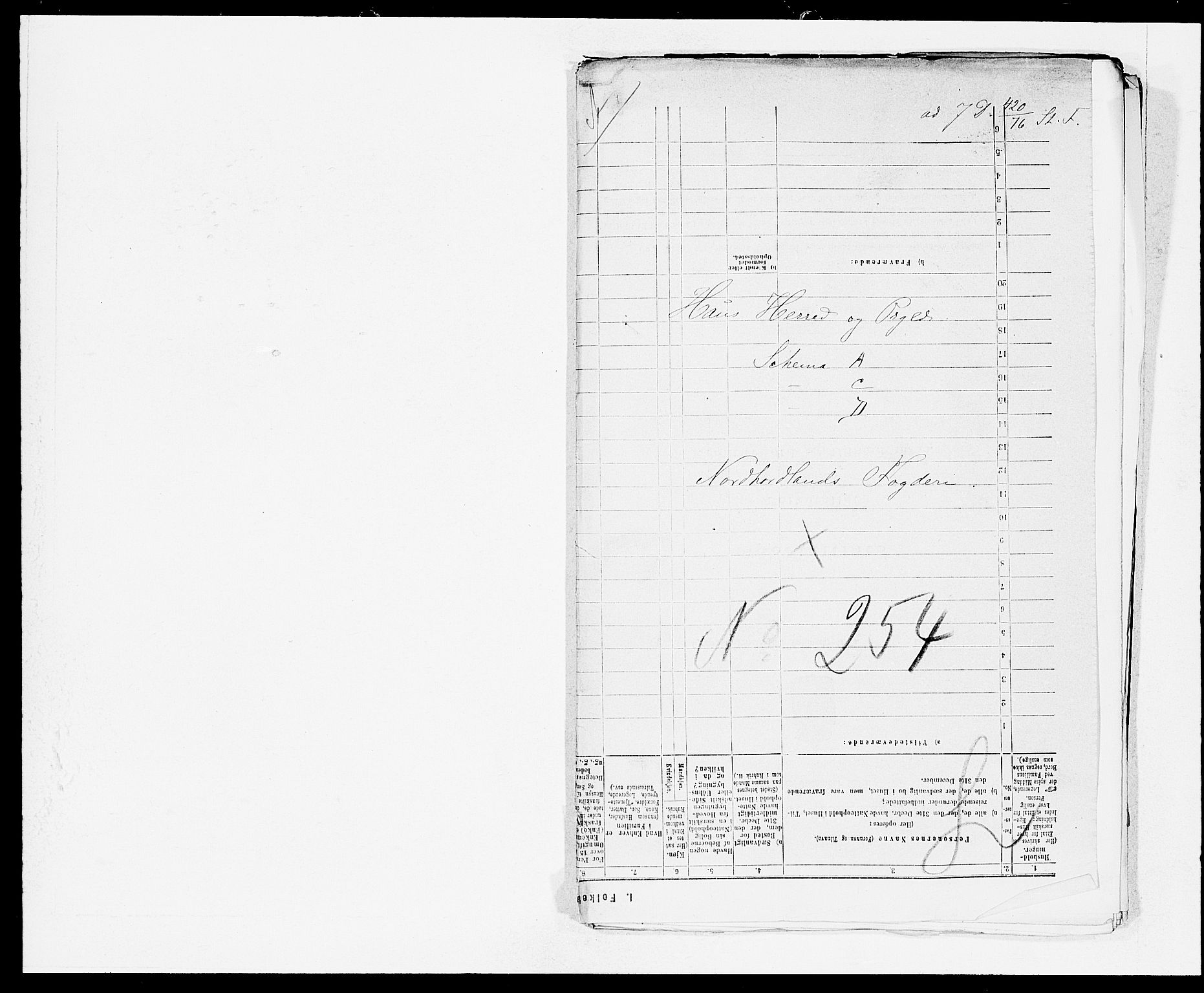 SAB, 1875 census for 1250P Haus, 1875, p. 1