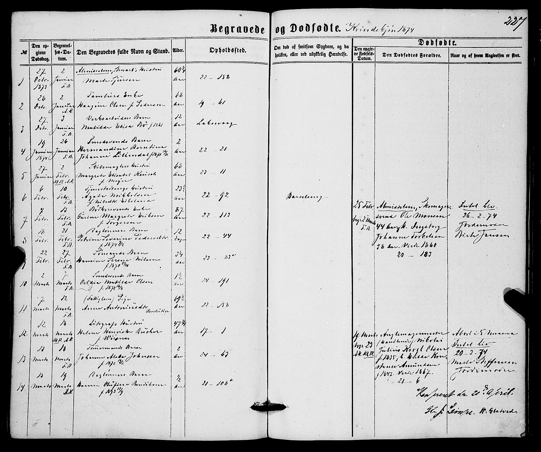 Korskirken sokneprestembete, SAB/A-76101/H/Haa/L0045: Parish register (official) no. E 3, 1863-1875, p. 227