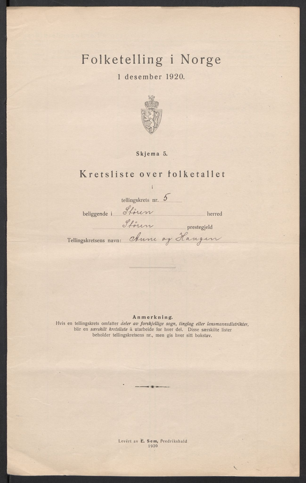 SAT, 1920 census for Støren, 1920, p. 23