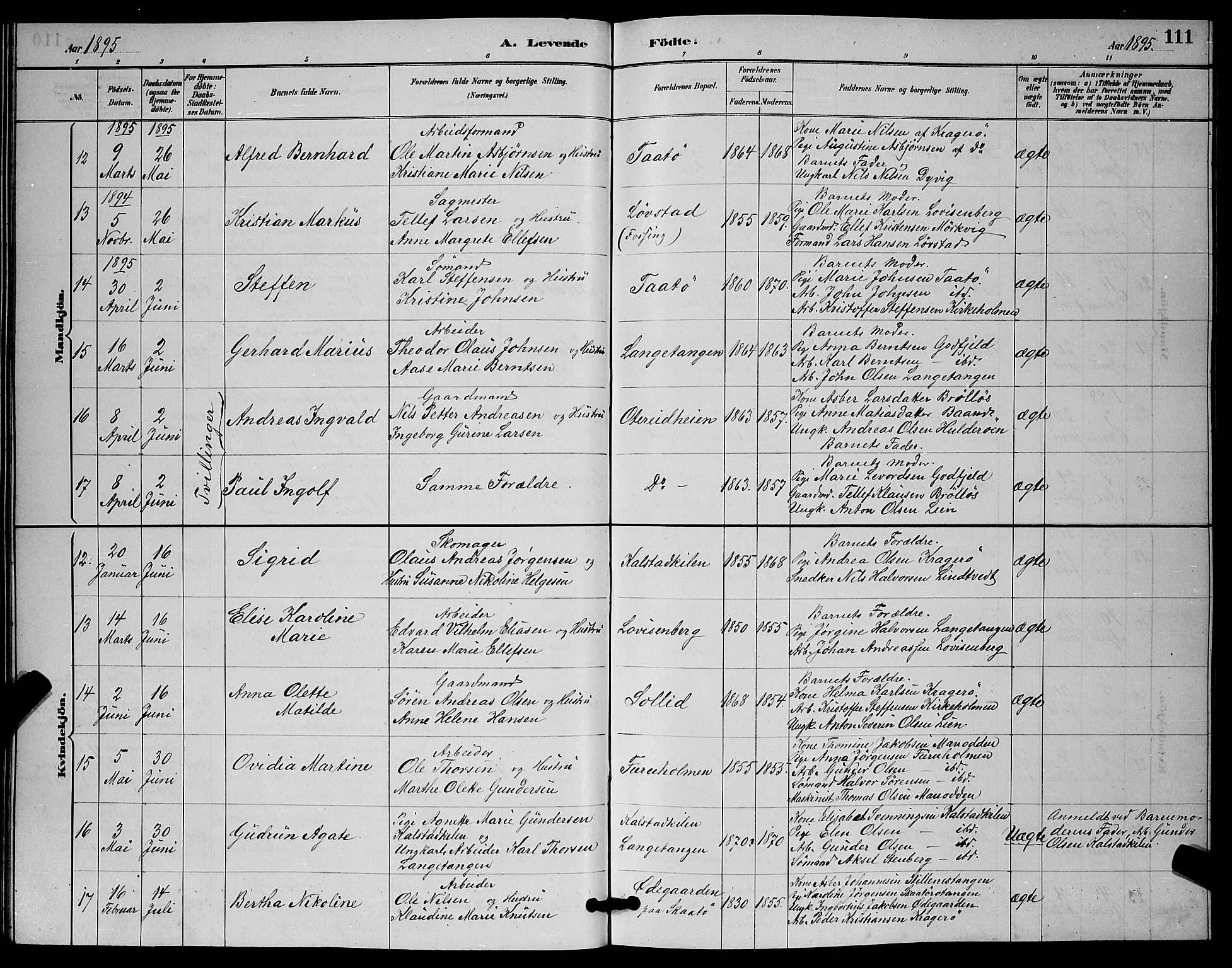 Skåtøy kirkebøker, SAKO/A-304/G/Ga/L0003: Parish register (copy) no. I 3, 1884-1898, p. 111