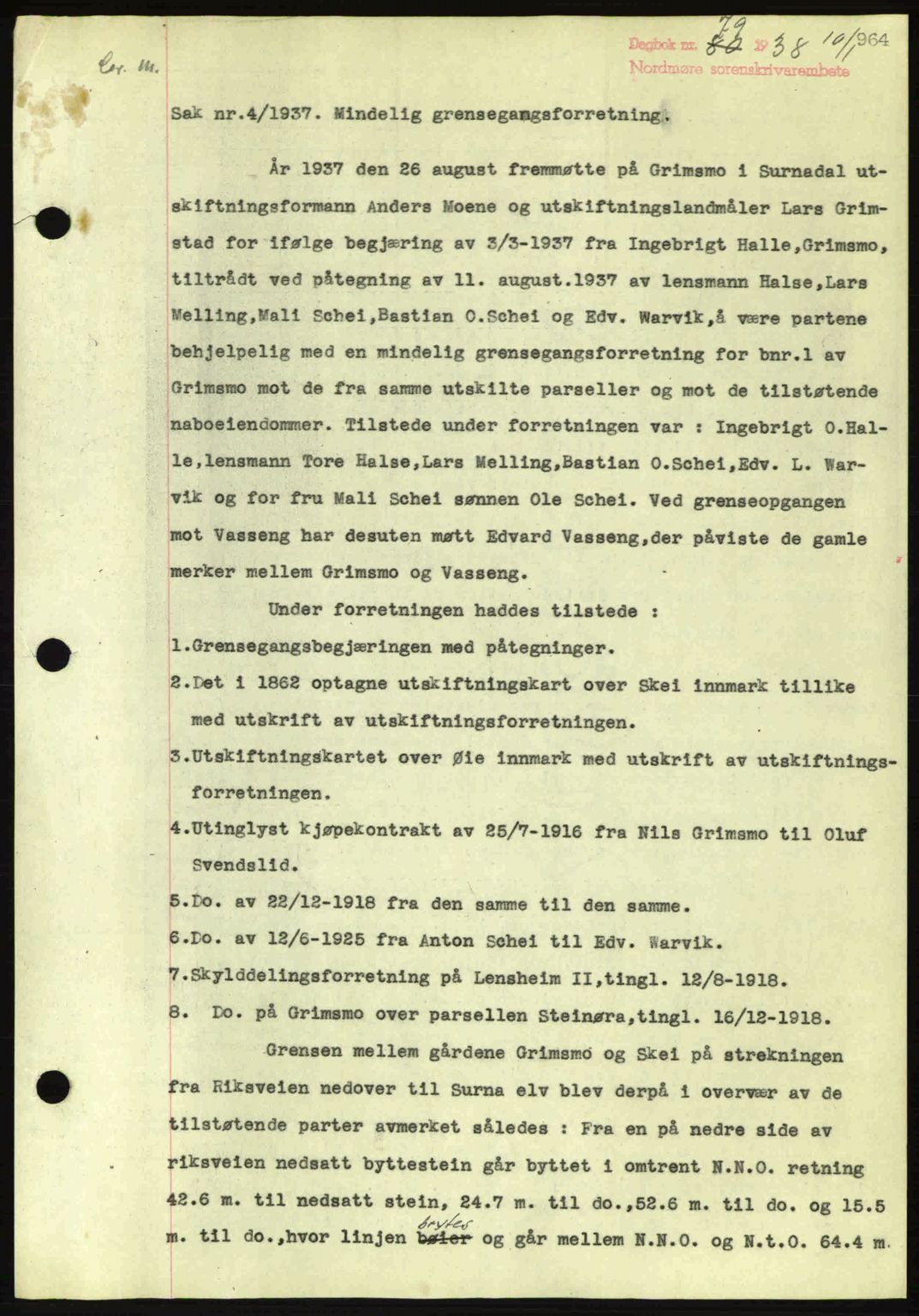 Nordmøre sorenskriveri, AV/SAT-A-4132/1/2/2Ca: Mortgage book no. A82, 1937-1938, Diary no: : 79/1938