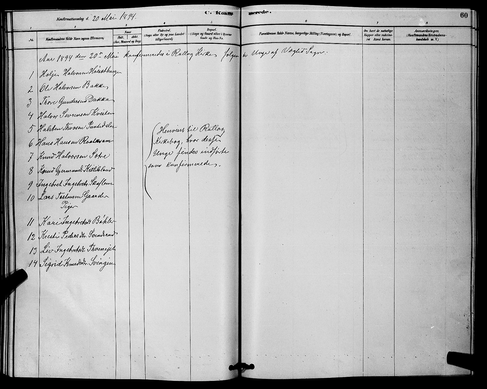 Rollag kirkebøker, SAKO/A-240/G/Gb/L0002: Parish register (copy) no. II 2, 1878-1898, p. 60