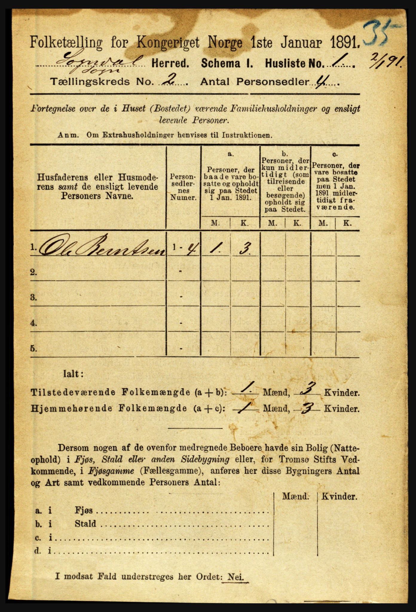 RA, 1891 census for 1420 Sogndal, 1891, p. 441