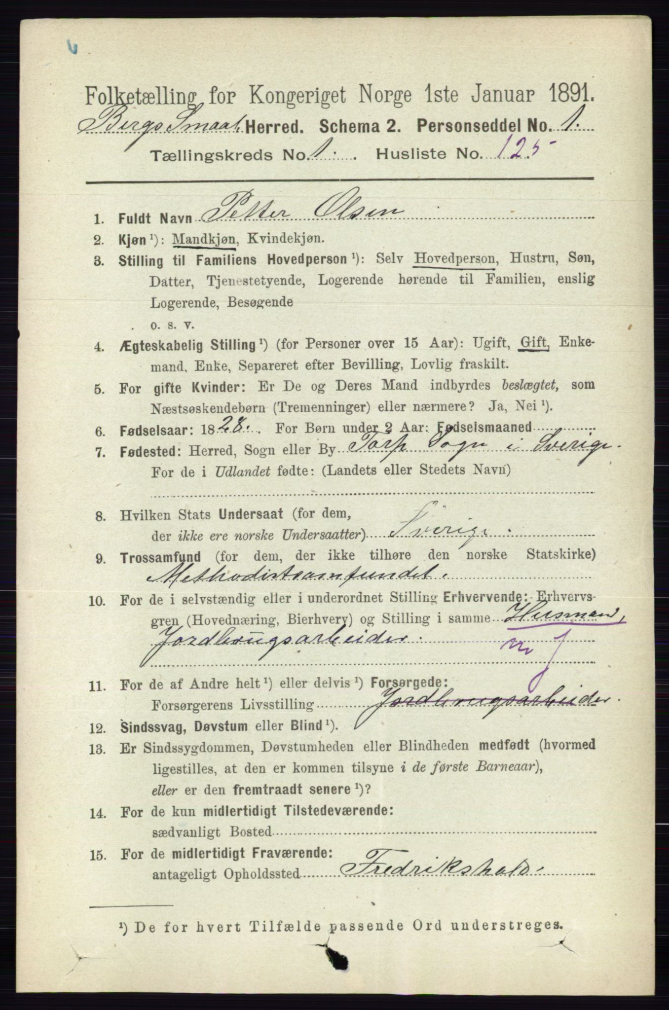 RA, 1891 census for 0116 Berg, 1891, p. 848