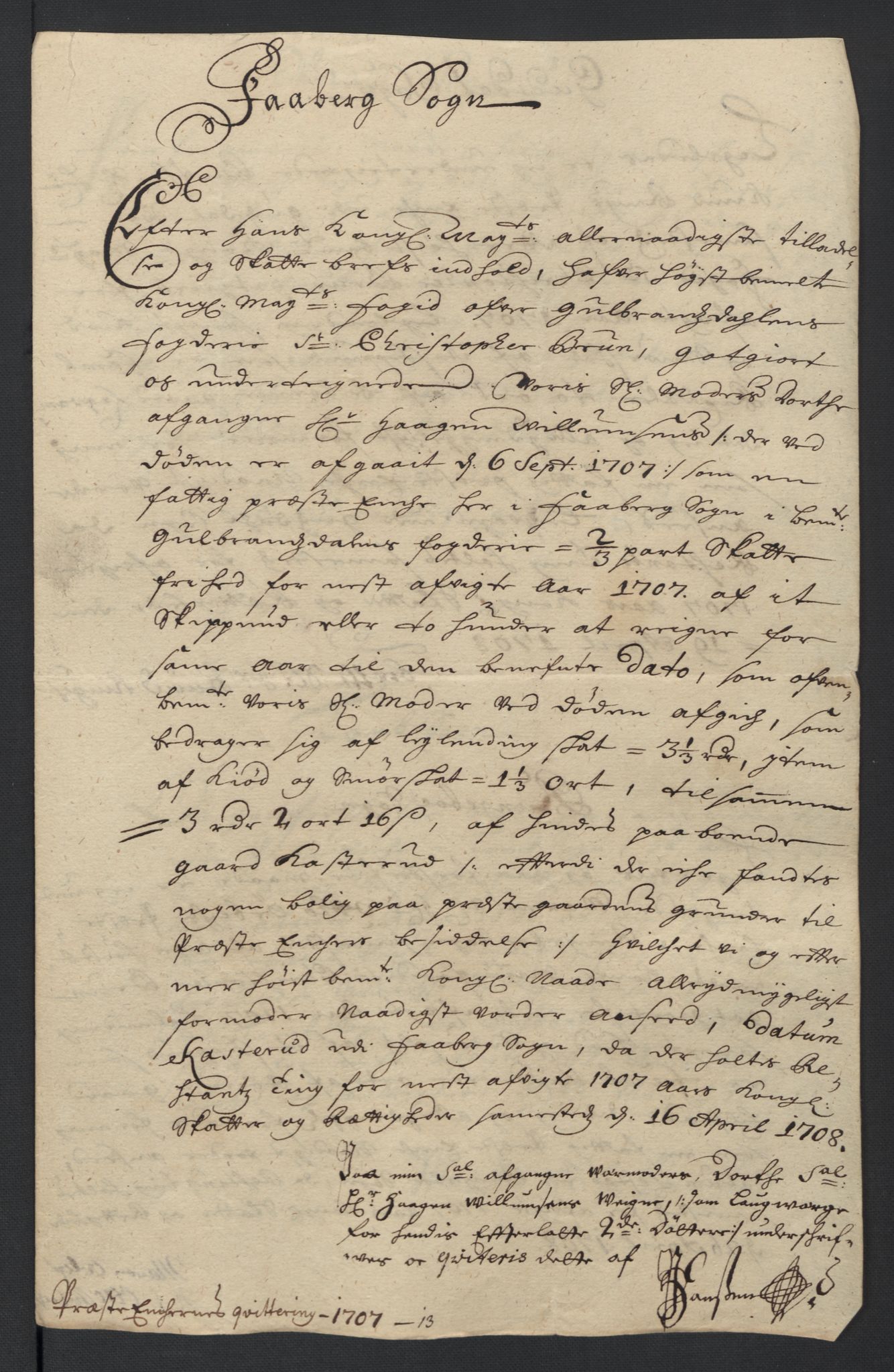 Rentekammeret inntil 1814, Reviderte regnskaper, Fogderegnskap, AV/RA-EA-4092/R17/L1178: Fogderegnskap Gudbrandsdal, 1705-1707, p. 336