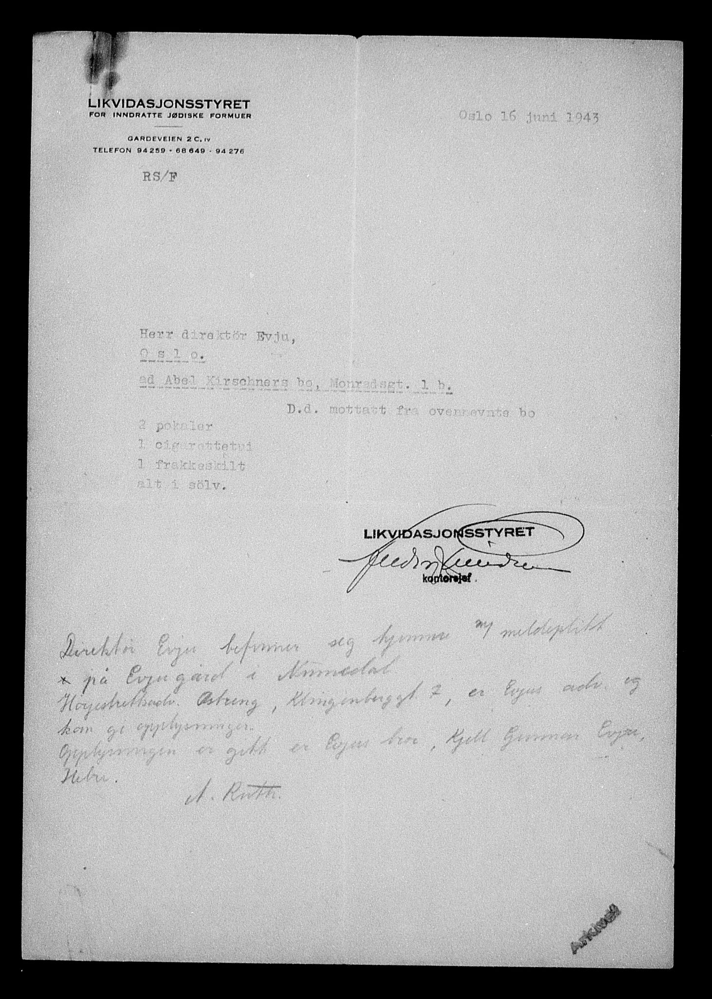 Justisdepartementet, Tilbakeføringskontoret for inndratte formuer, AV/RA-S-1564/H/Hc/Hcc/L0951: --, 1945-1947, p. 380
