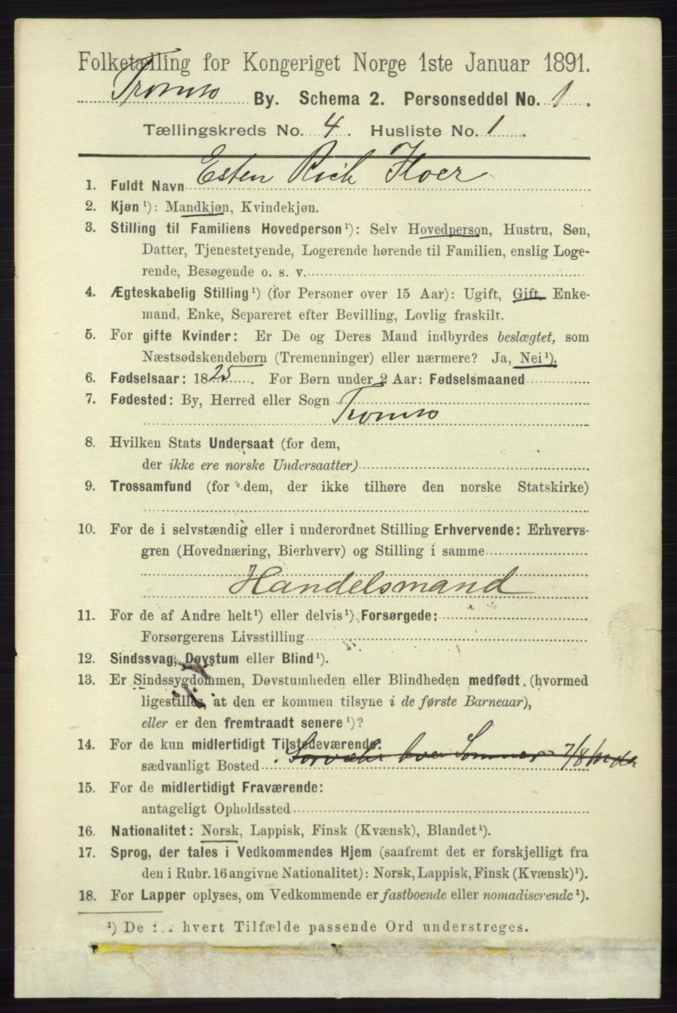 RA, 1891 census for 1902 Tromsø, 1891, p. 4086