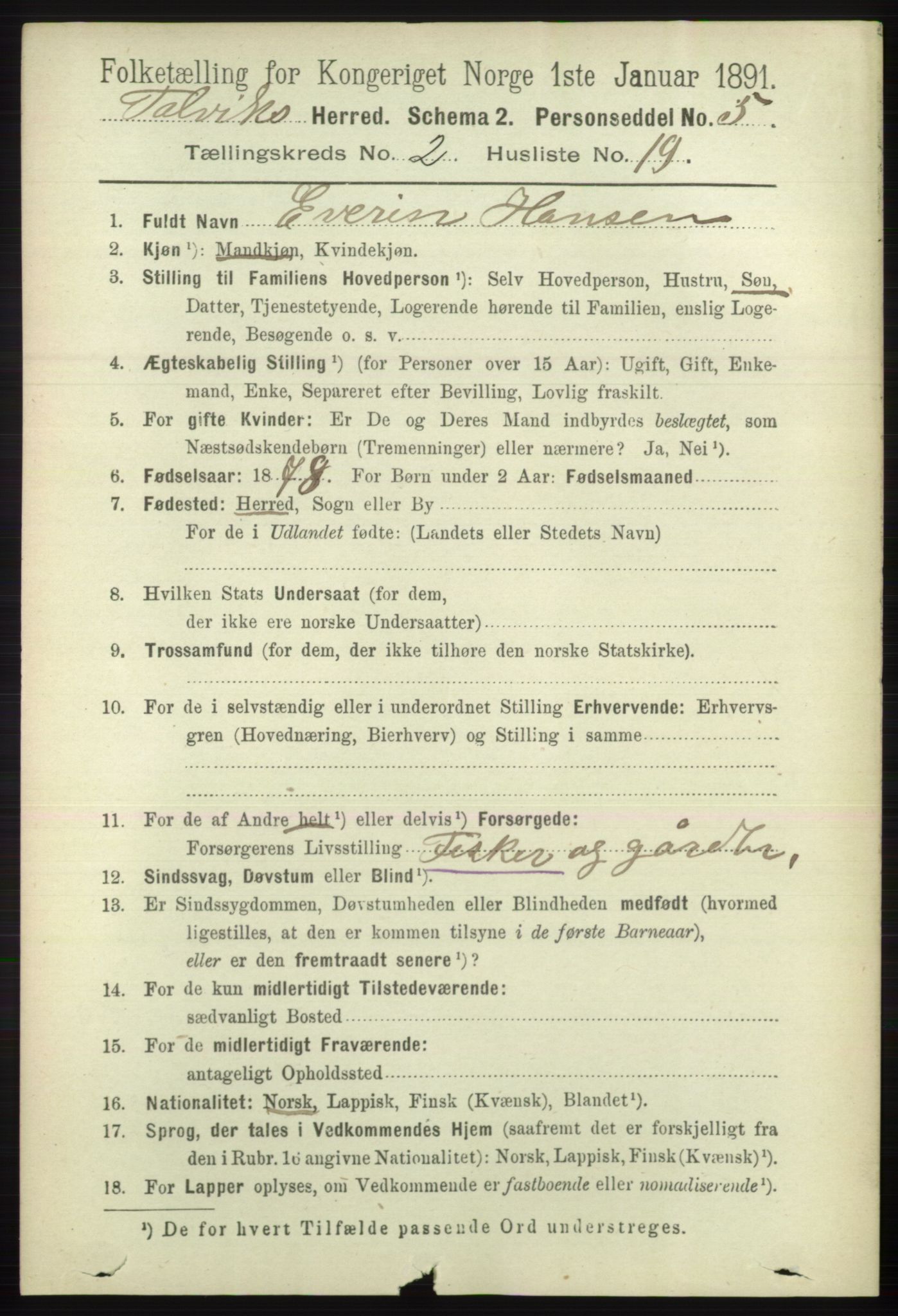 RA, 1891 census for 2013 Talvik, 1891, p. 668