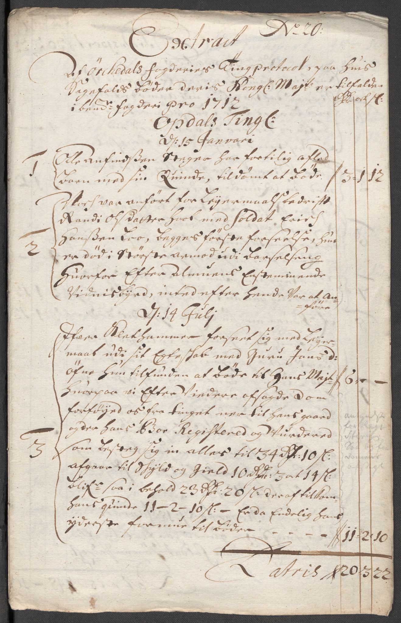 Rentekammeret inntil 1814, Reviderte regnskaper, Fogderegnskap, AV/RA-EA-4092/R60/L3963: Fogderegnskap Orkdal og Gauldal, 1712, p. 198