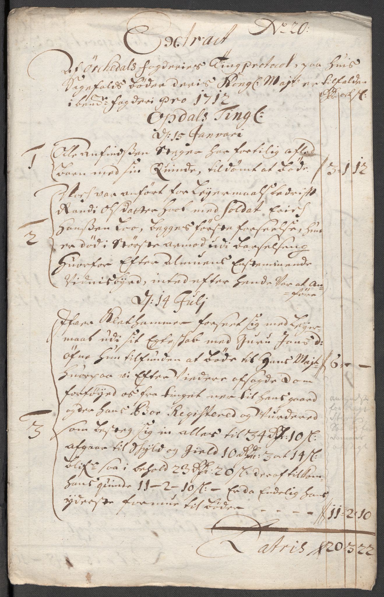 Rentekammeret inntil 1814, Reviderte regnskaper, Fogderegnskap, RA/EA-4092/R60/L3963: Fogderegnskap Orkdal og Gauldal, 1712, p. 198