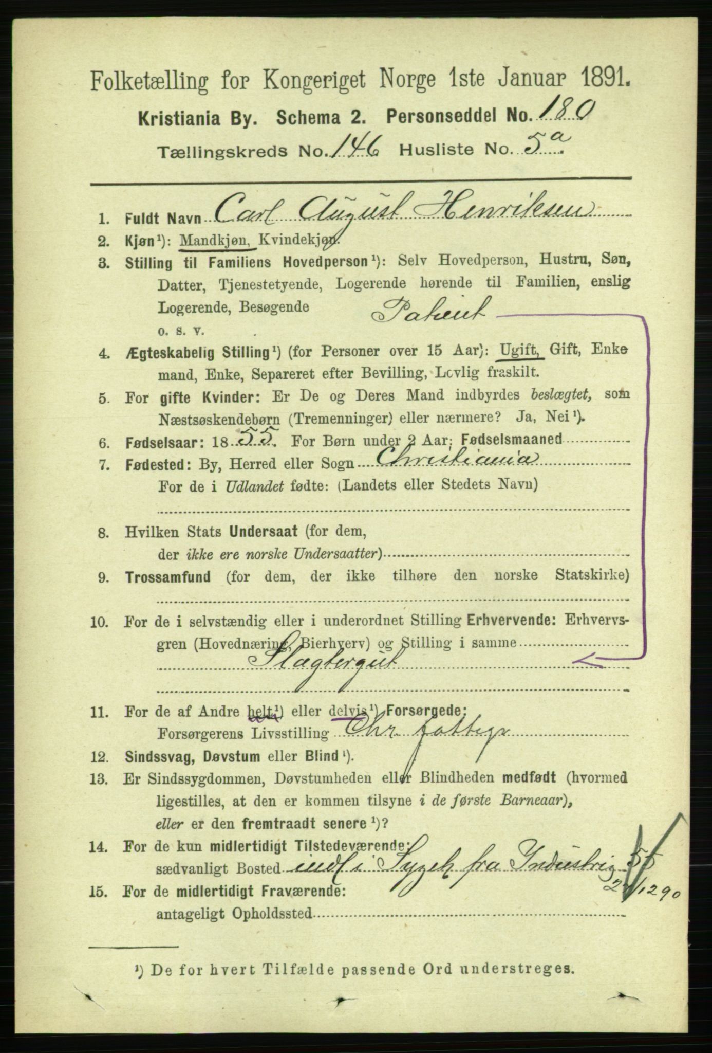 RA, 1891 census for 0301 Kristiania, 1891, p. 80934