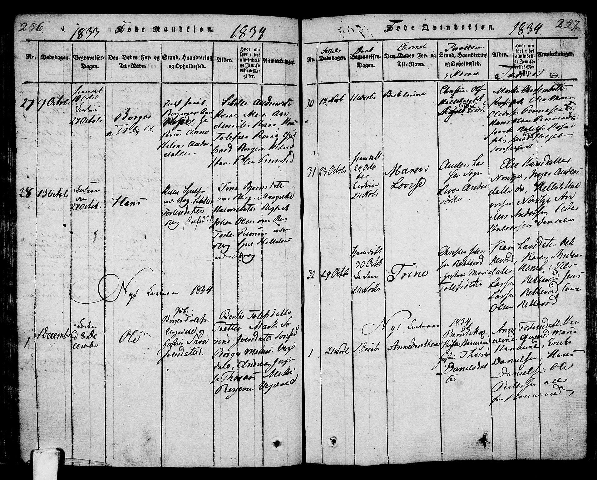 Lardal kirkebøker, AV/SAKO-A-350/F/Fa/L0005: Parish register (official) no. I 5, 1814-1835, p. 256-257