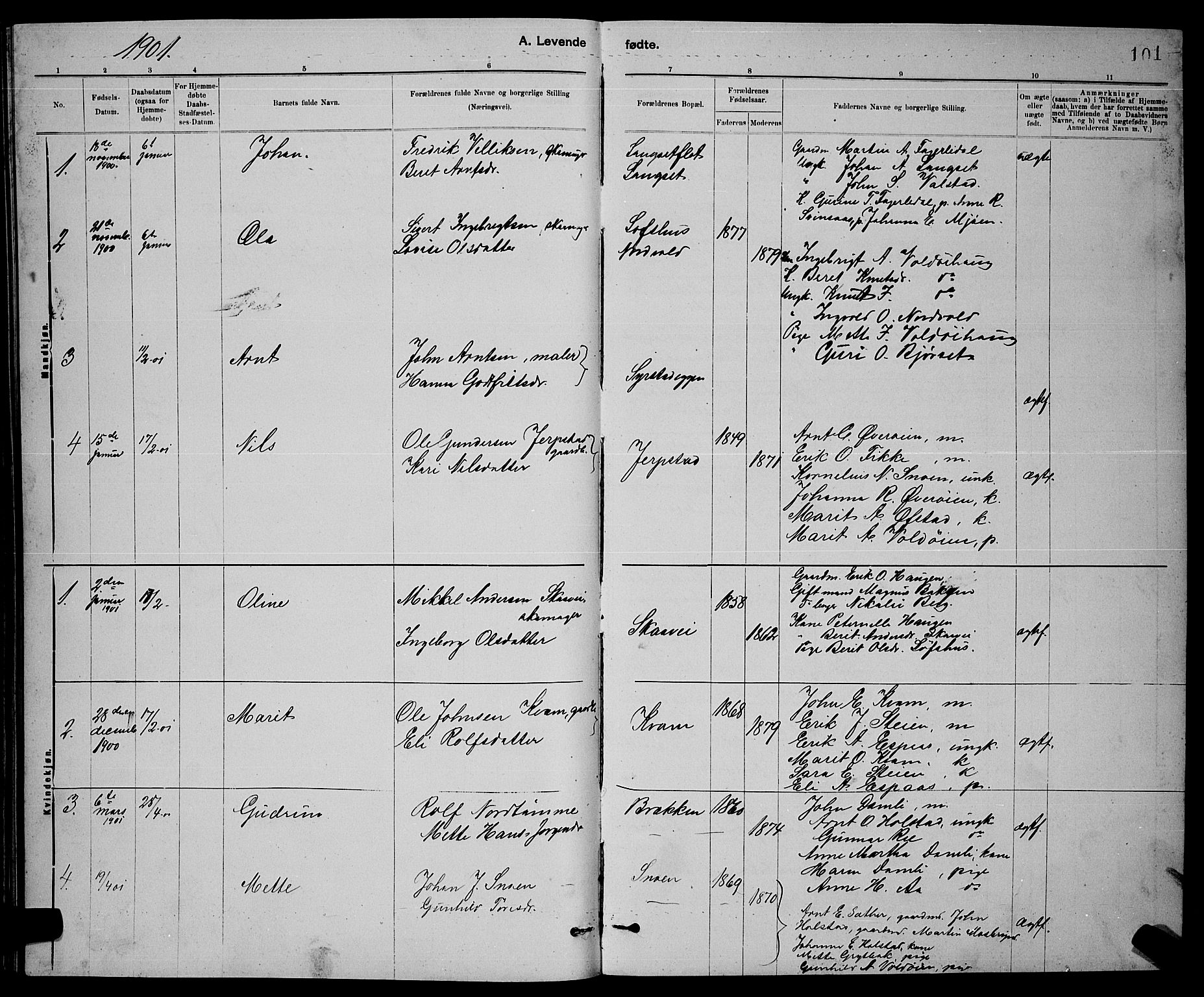 Ministerialprotokoller, klokkerbøker og fødselsregistre - Sør-Trøndelag, SAT/A-1456/672/L0863: Parish register (copy) no. 672C02, 1888-1901, p. 101