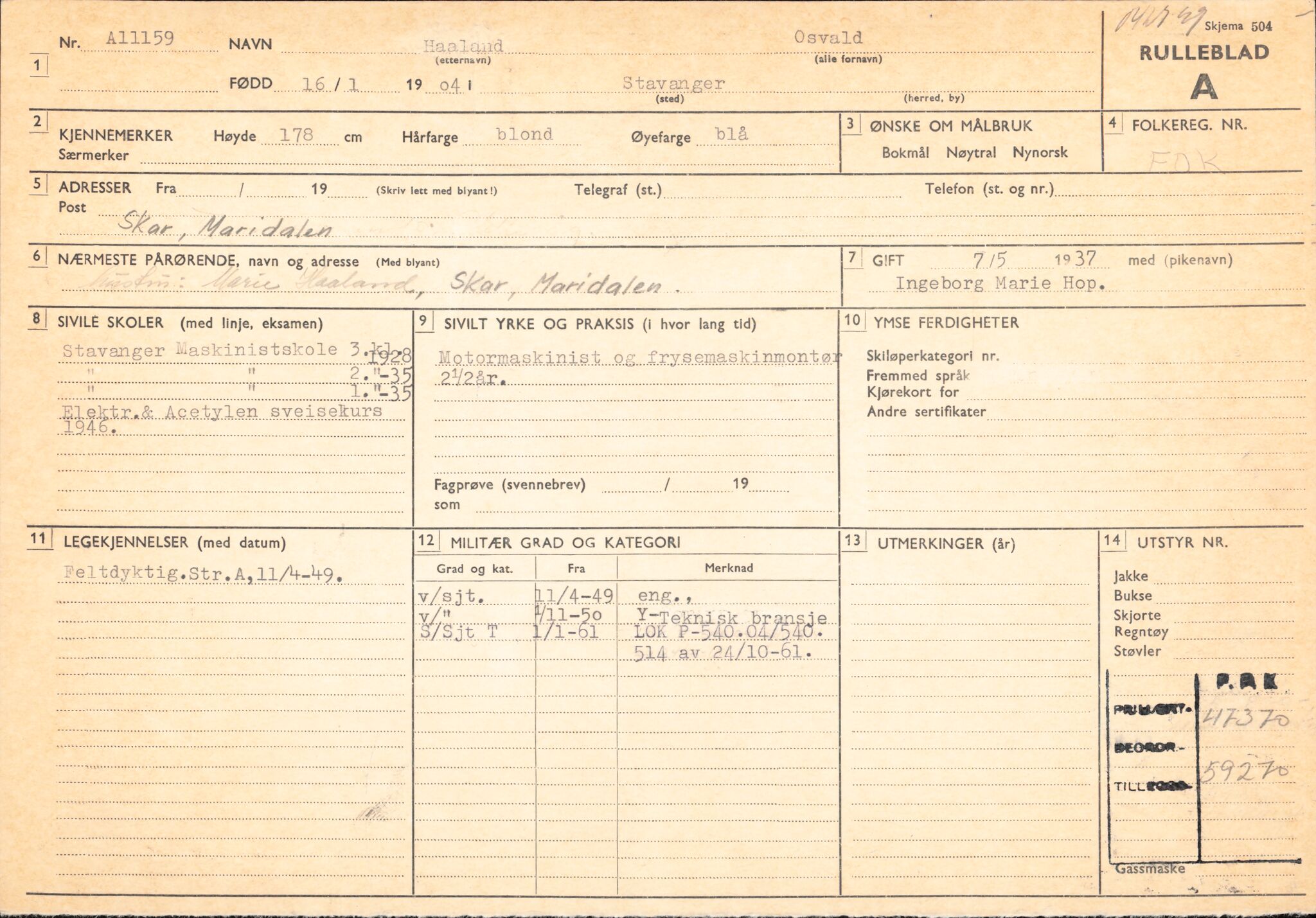 Forsvaret, Forsvarets overkommando/Luftforsvarsstaben, AV/RA-RAFA-4079/P/Pa/L0011: Personellpapirer, 1904, p. 298