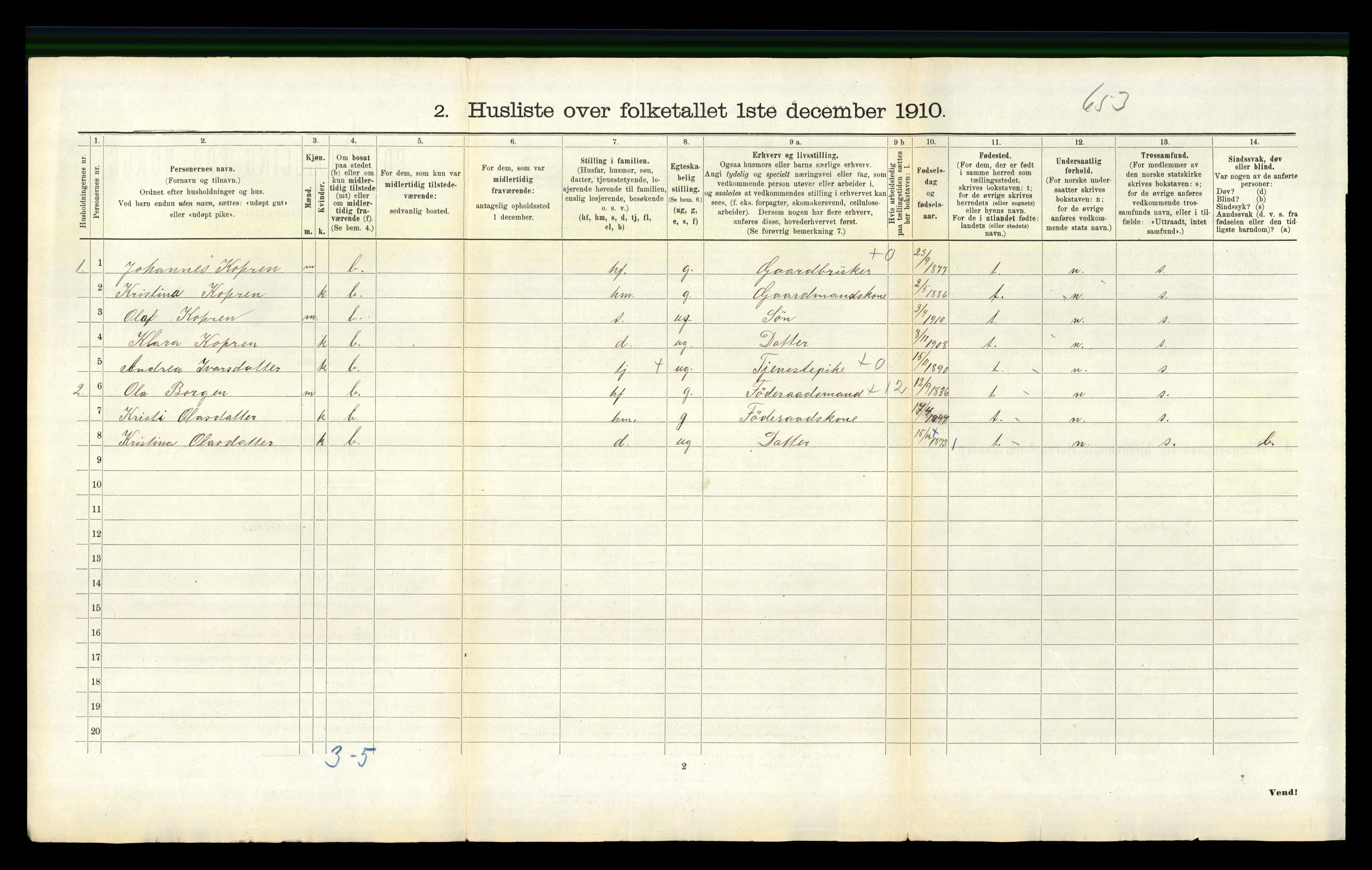 RA, 1910 census for Jondal, 1910, p. 281