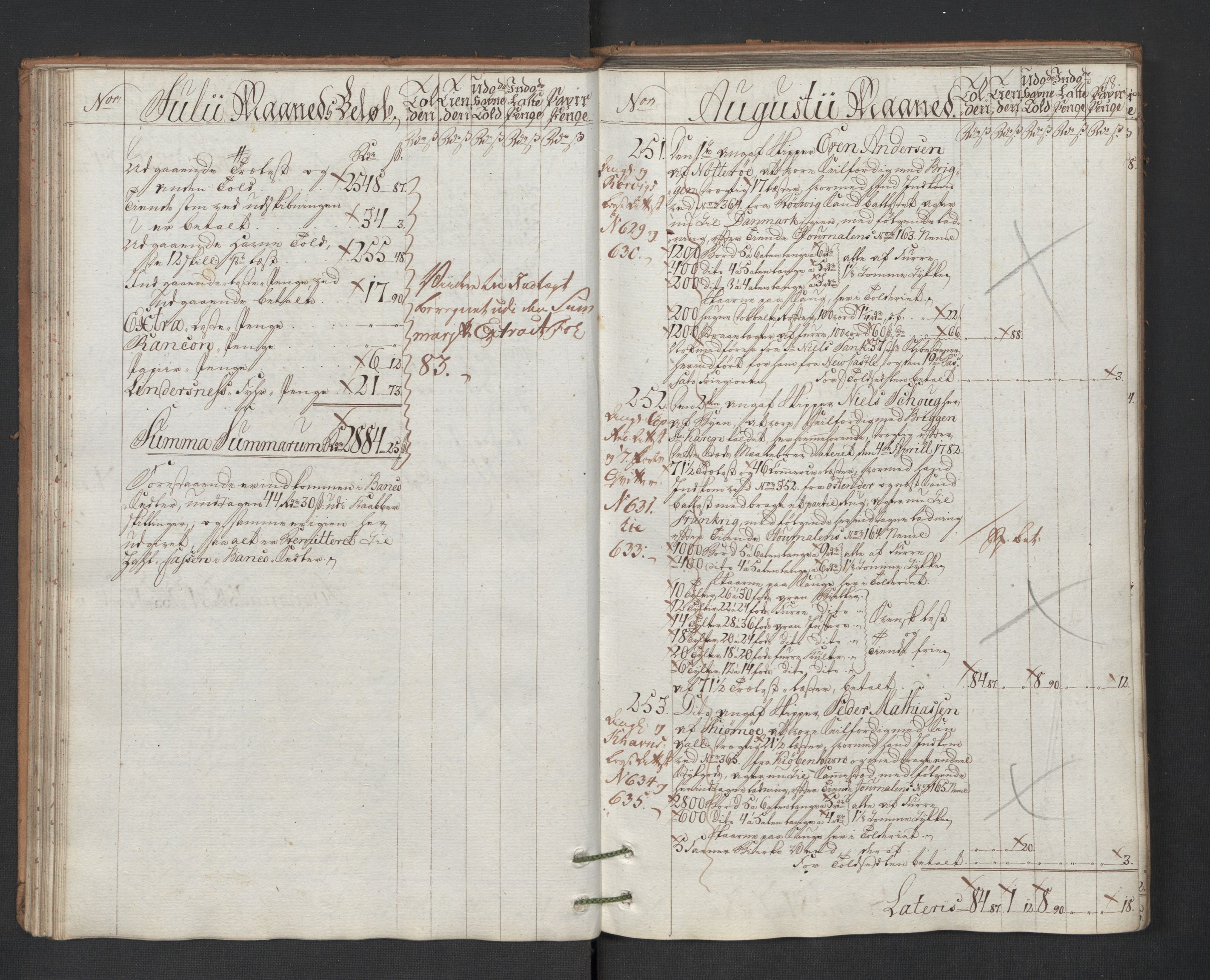 Generaltollkammeret, tollregnskaper, RA/EA-5490/R01/L0131/0001: Tollregnskaper Fredrikshald / Utgående hovedtollbok, 1786, p. 47b-48a