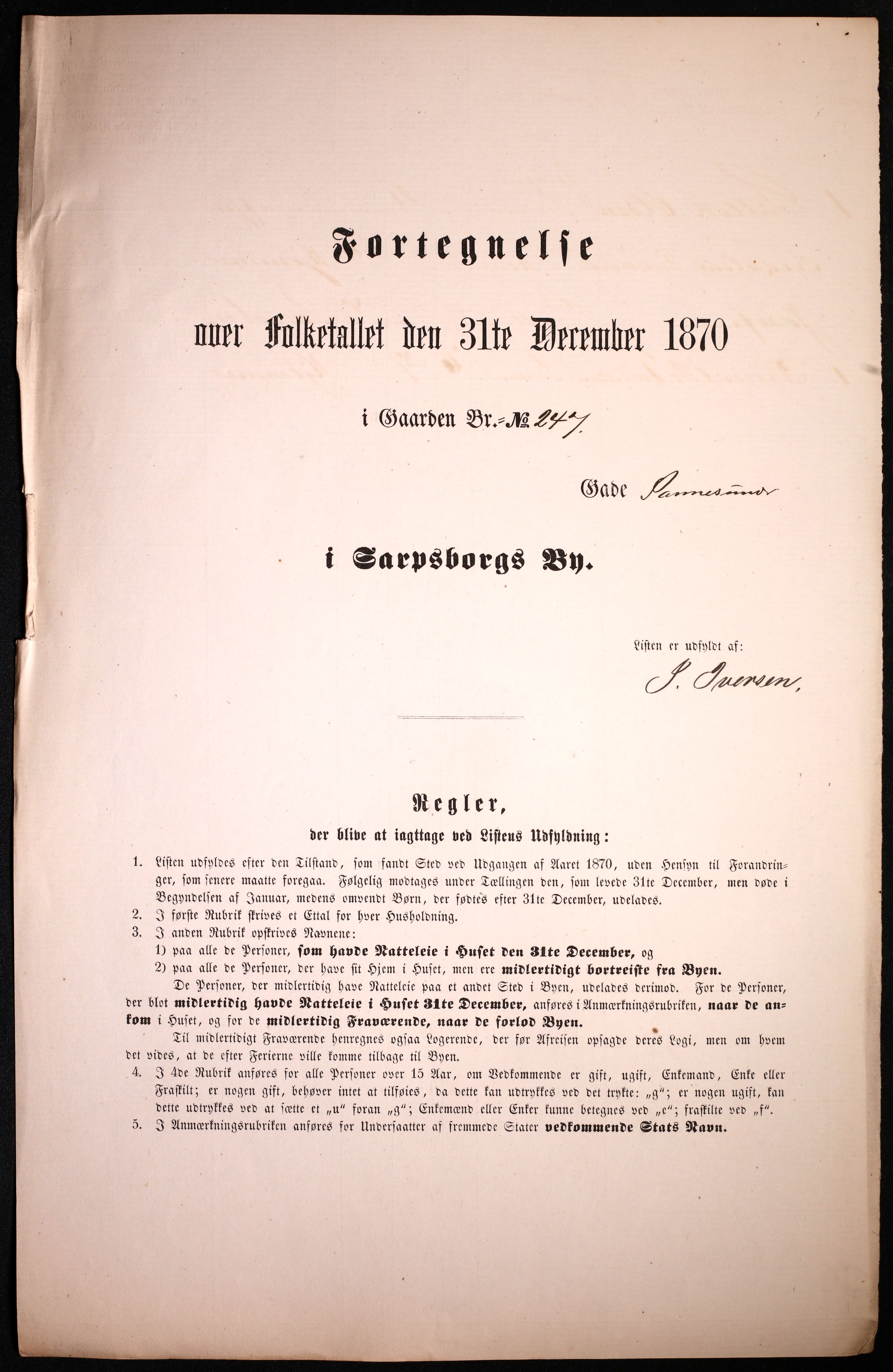 RA, 1870 census for 0102 Sarpsborg, 1870, p. 121