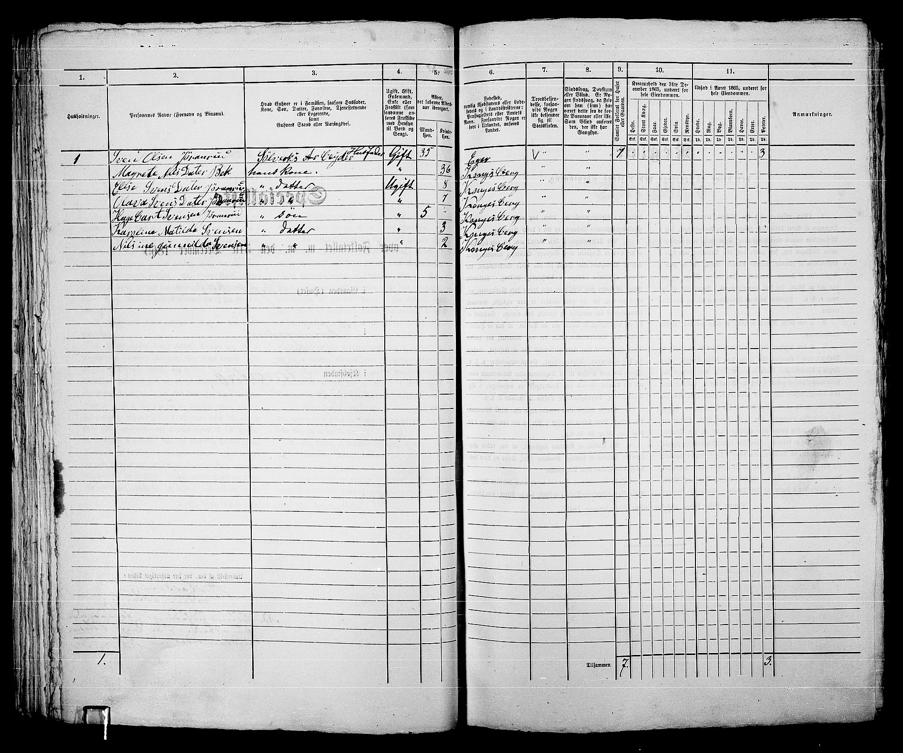 RA, 1865 census for Kongsberg/Kongsberg, 1865, p. 642