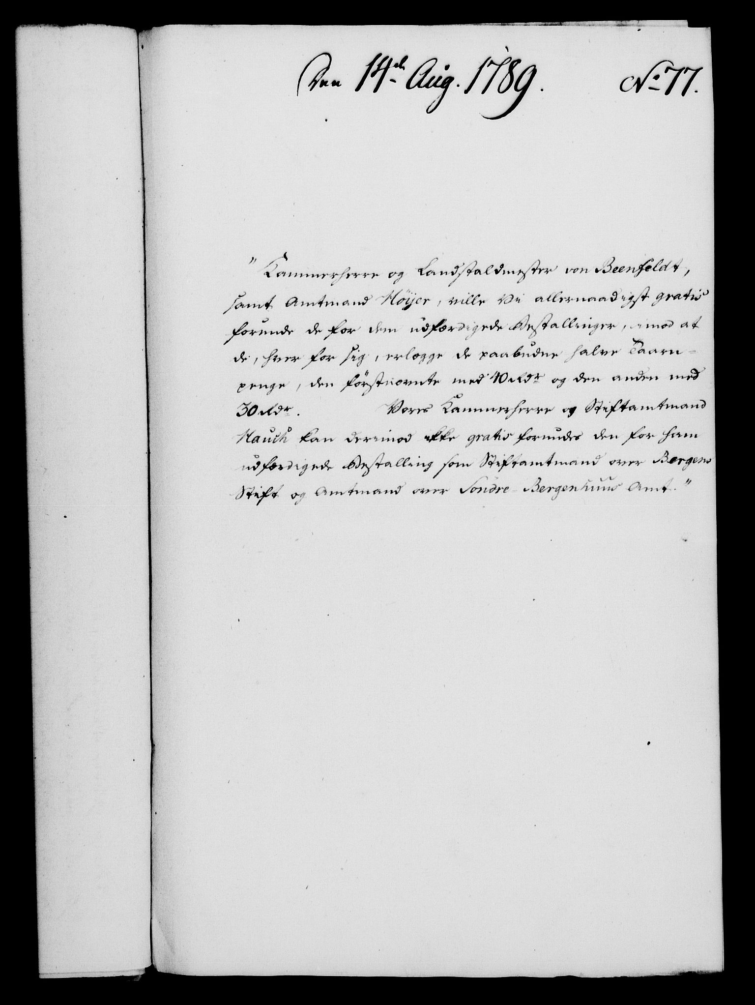 Rentekammeret, Kammerkanselliet, RA/EA-3111/G/Gf/Gfa/L0071: Norsk relasjons- og resolusjonsprotokoll (merket RK 52.71), 1789, p. 436