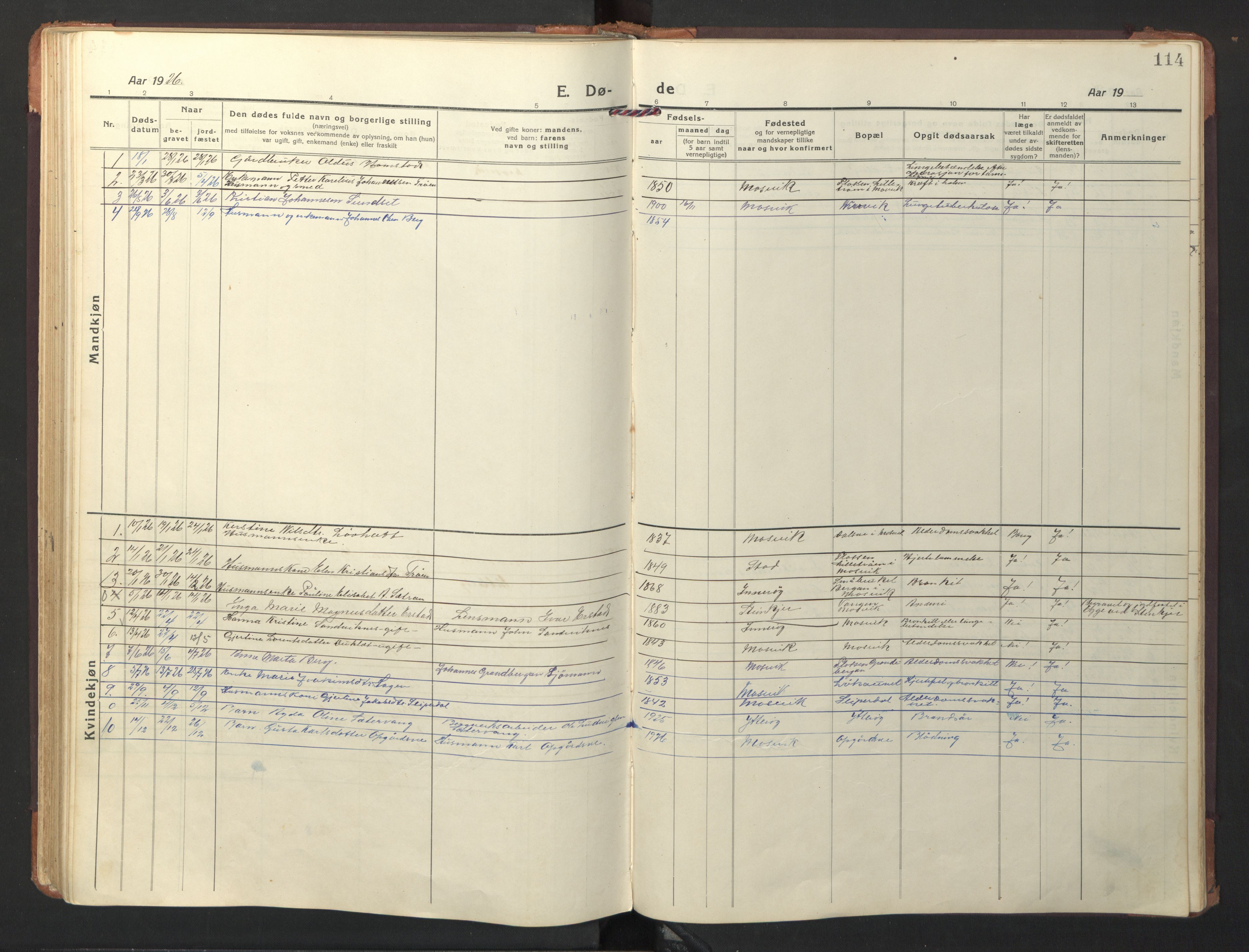 Ministerialprotokoller, klokkerbøker og fødselsregistre - Nord-Trøndelag, SAT/A-1458/733/L0328: Parish register (copy) no. 733C03, 1919-1966, p. 114