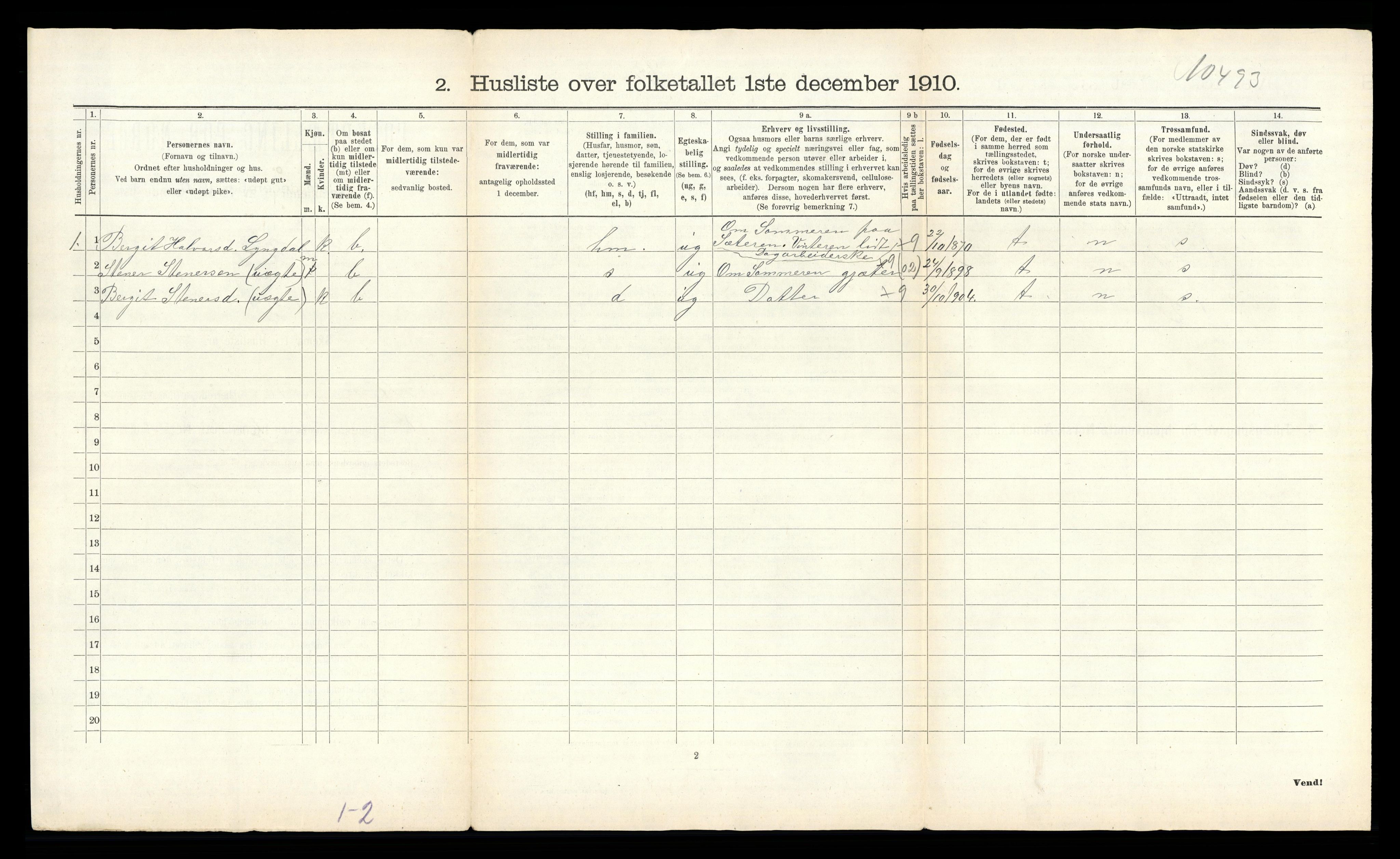 RA, 1910 census for Heddal, 1910, p. 66