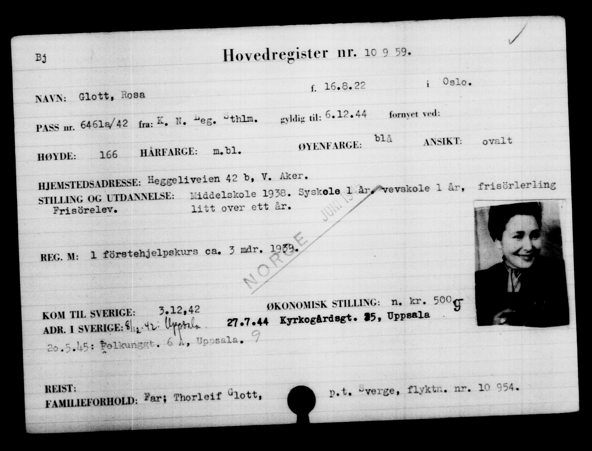 Utenriksstasjonene, Legasjonen i Stockholm, Flyktningkontoret, AV/RA-S-6753/V/Va/L0006: Kjesäterkartoteket, flyktninger med registreringsnr. 9400-12711, 1940-1945, p. 1780