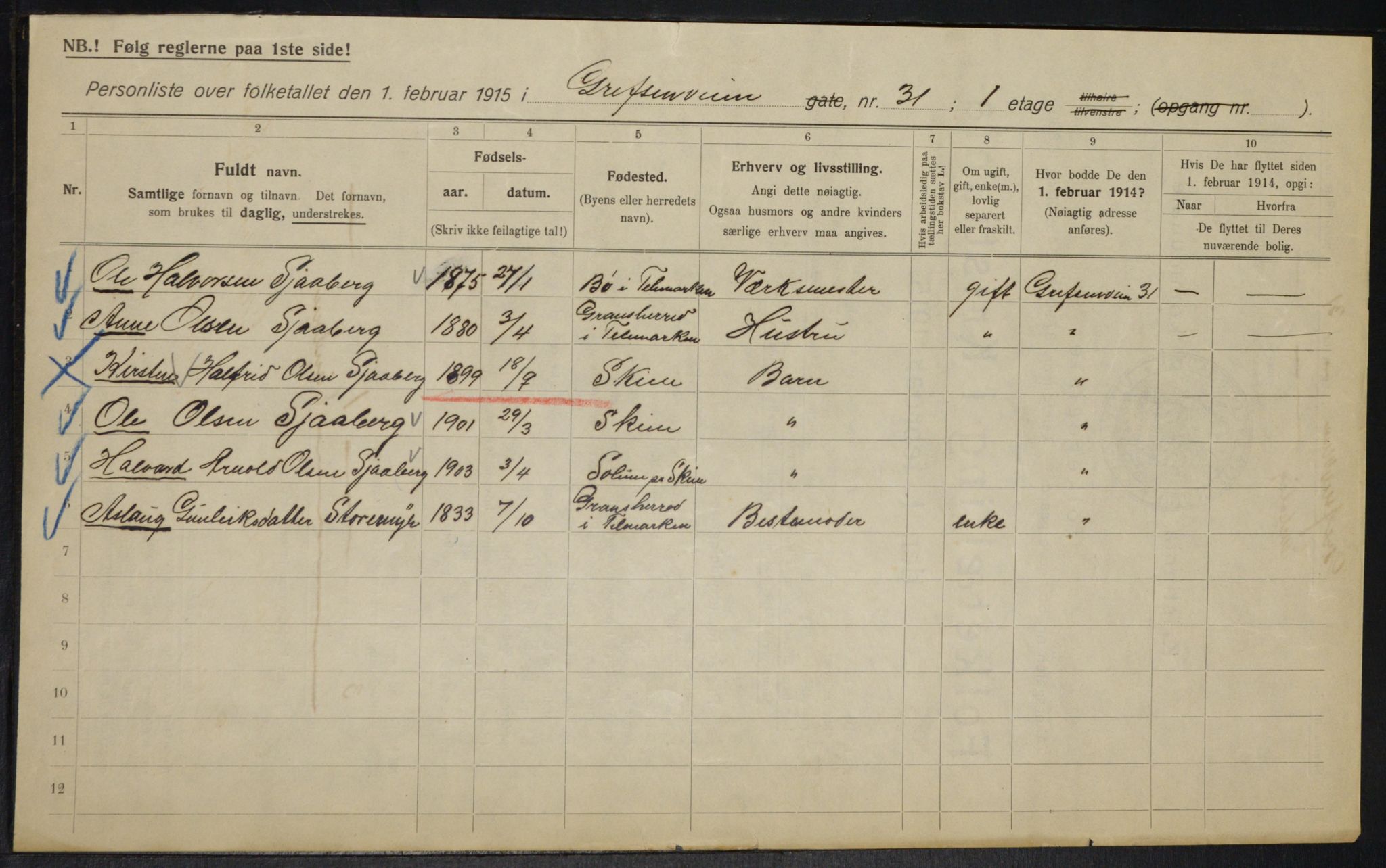 OBA, Municipal Census 1915 for Kristiania, 1915, p. 29319