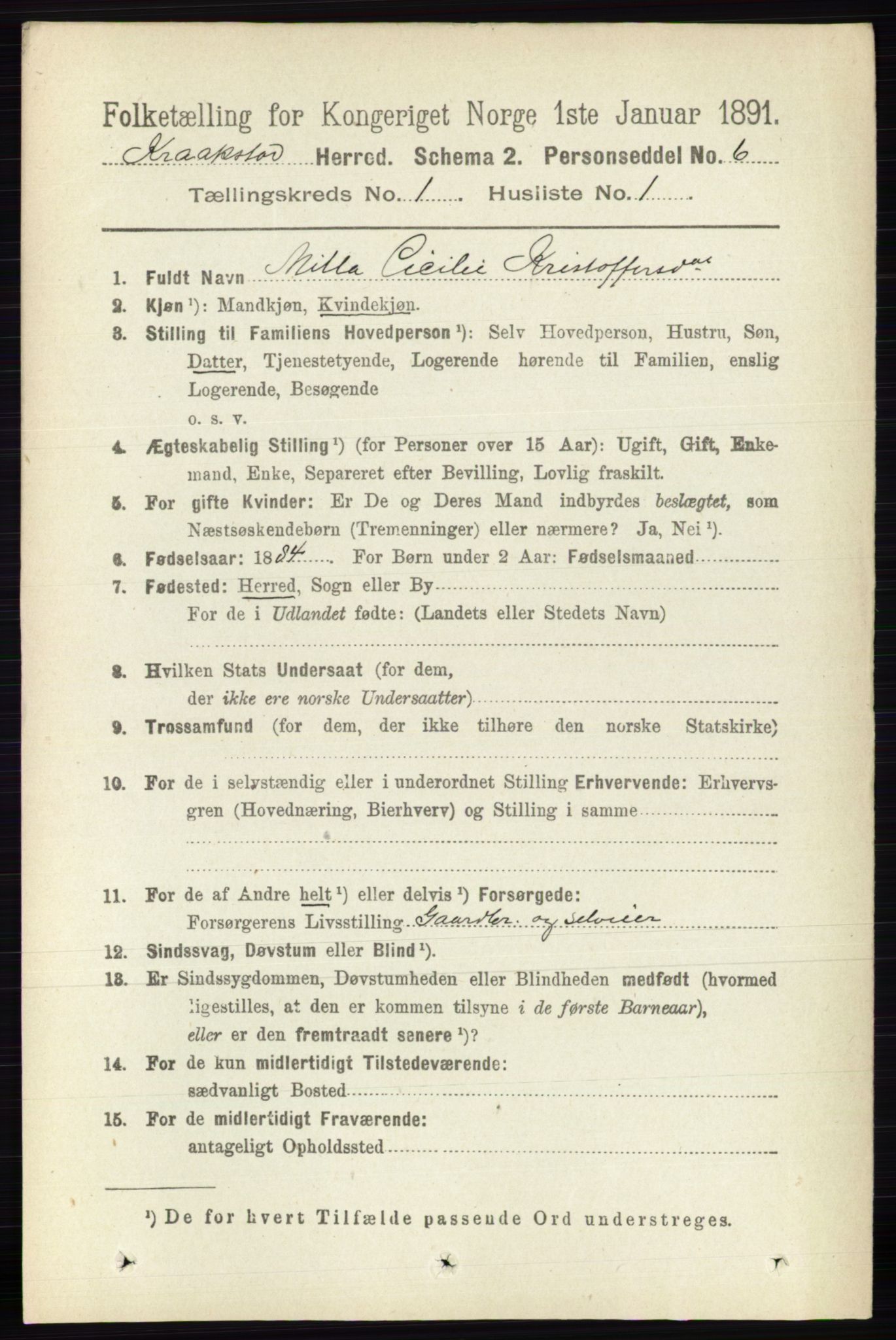 RA, 1891 census for 0212 Kråkstad, 1891, p. 120