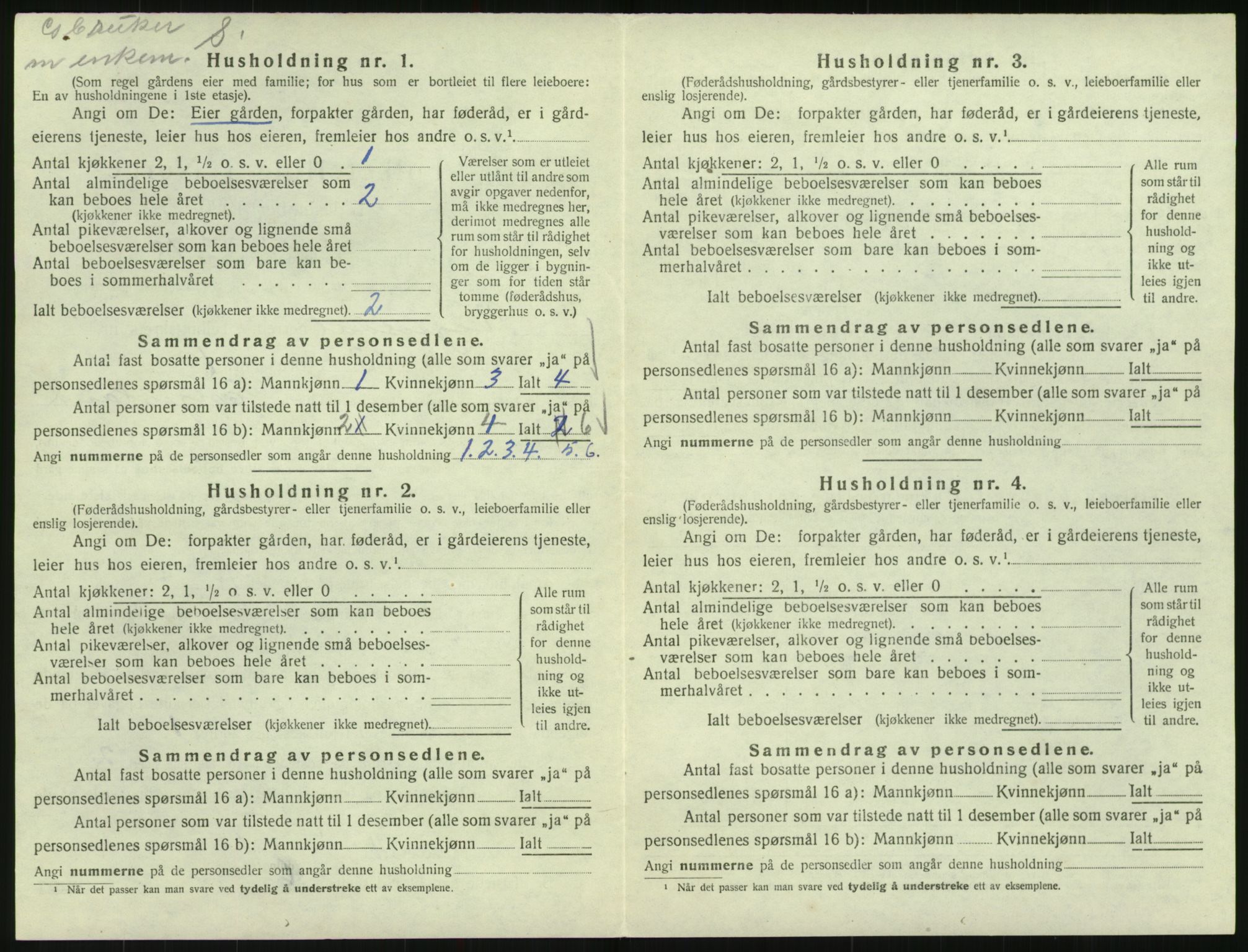 SAK, 1920 census for Vegusdal, 1920, p. 190