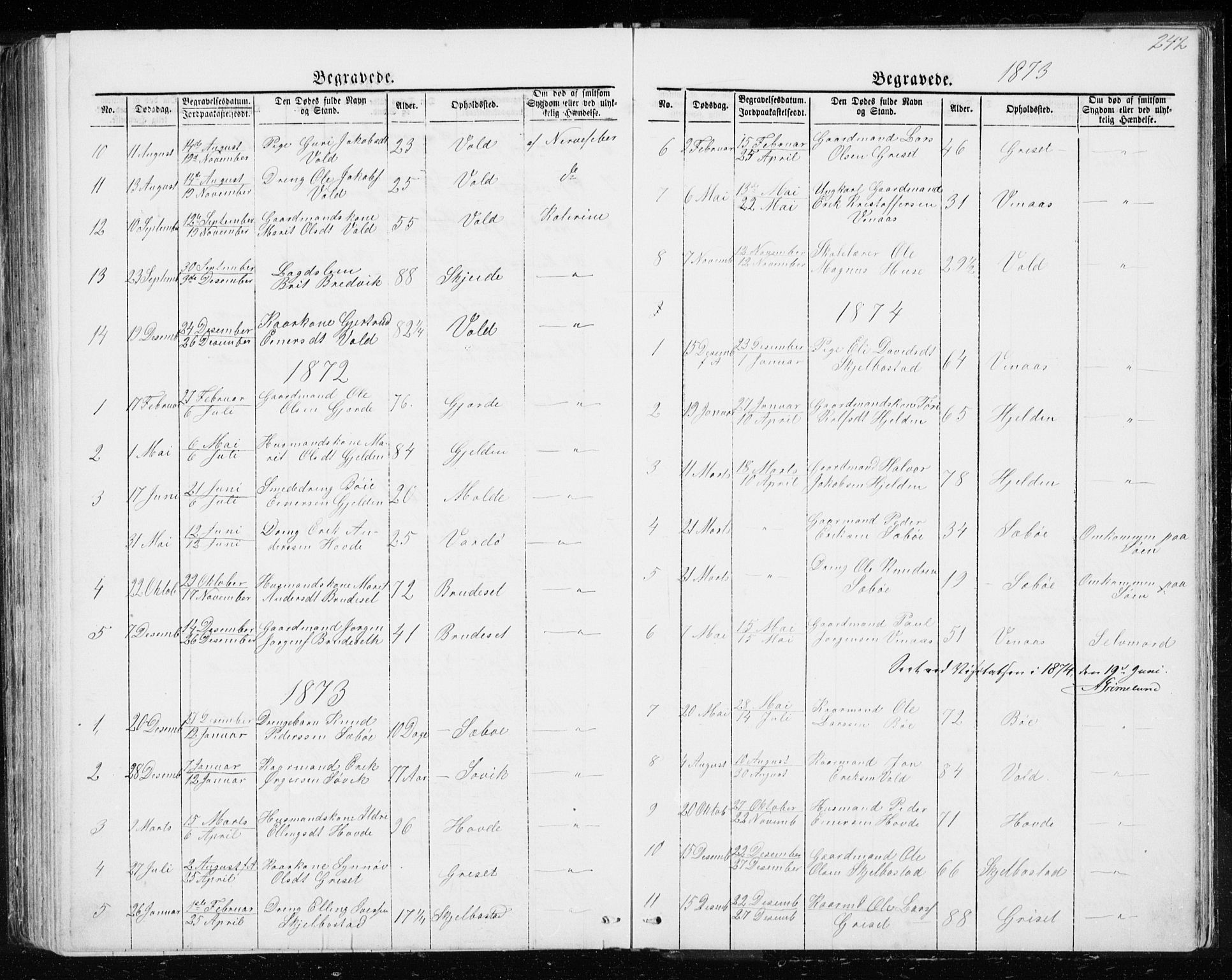 Ministerialprotokoller, klokkerbøker og fødselsregistre - Møre og Romsdal, SAT/A-1454/543/L0564: Parish register (copy) no. 543C02, 1867-1915, p. 242