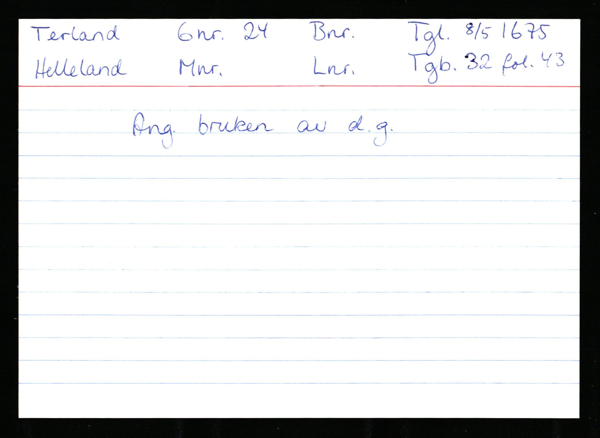 Statsarkivet i Stavanger, AV/SAST-A-101971/03/Y/Ym/L0060: Åstedskort sortert etter gårdsnavn: Tengesdal - Tjørn, 1600-1950, p. 260
