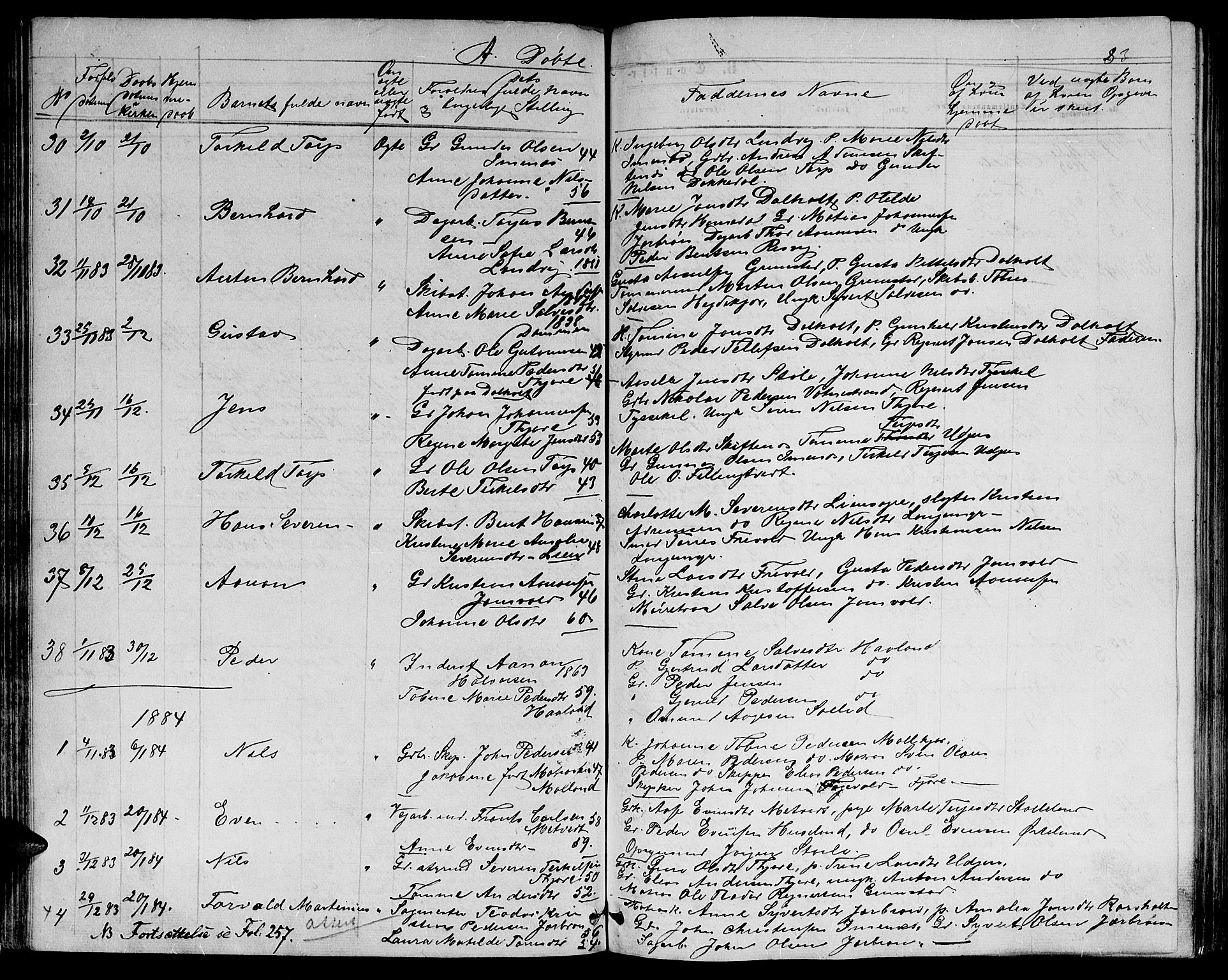 Hommedal sokneprestkontor, SAK/1111-0023/F/Fb/Fbb/L0006: Parish register (copy) no. B 6, 1869-1884, p. 83