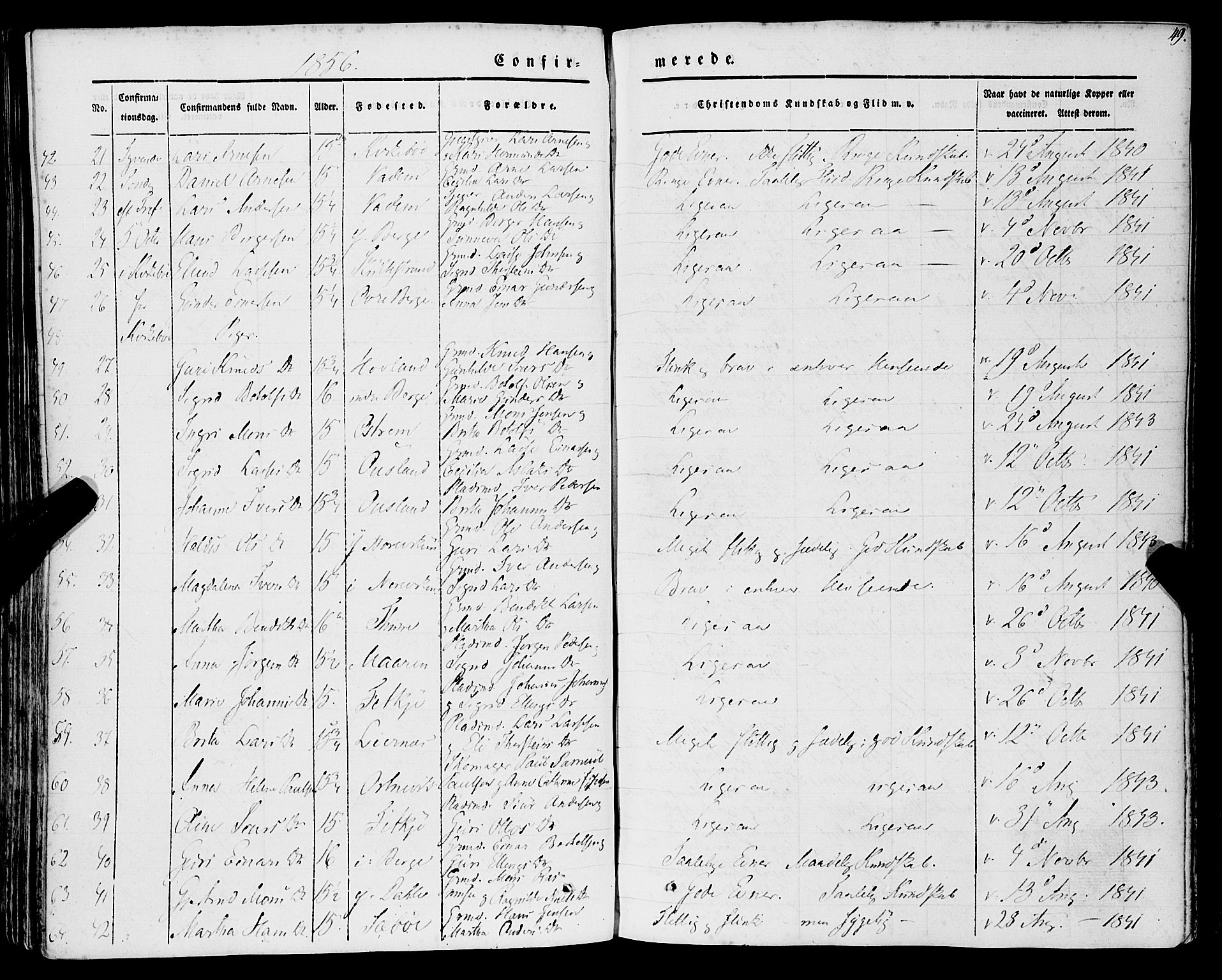 Lavik sokneprestembete, AV/SAB-A-80901: Parish register (official) no. A 3, 1843-1863, p. 49