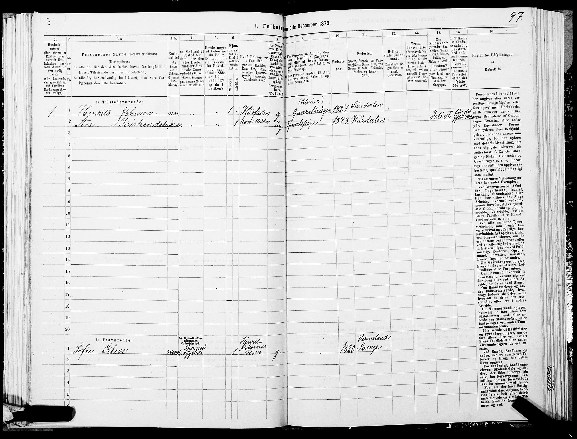 SATØ, 1875 census for 1934P Tromsøysund, 1875, p. 1097