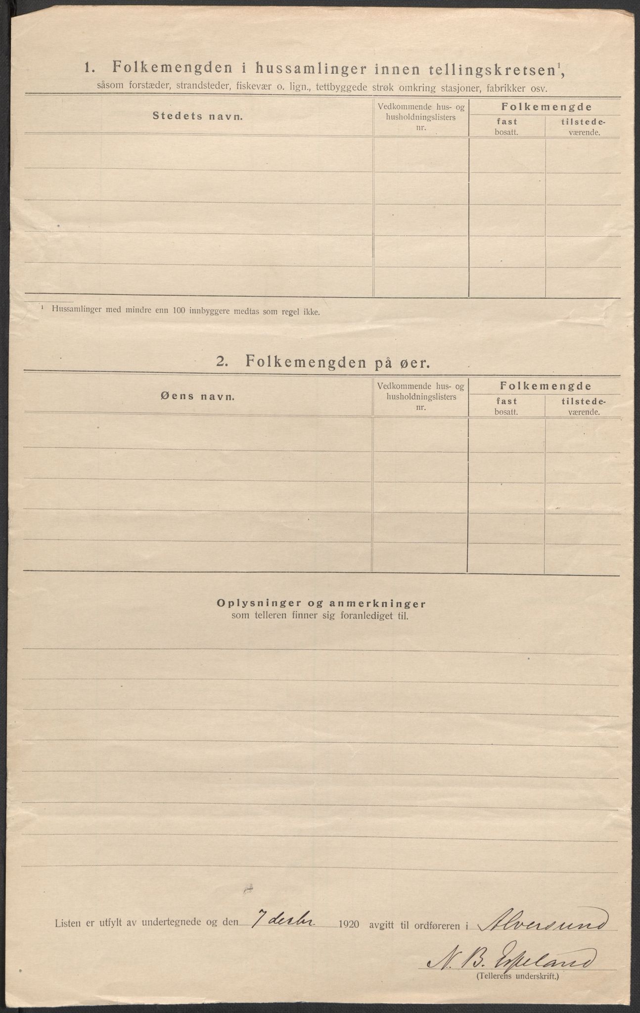 SAB, 1920 census for Alversund, 1920, p. 43