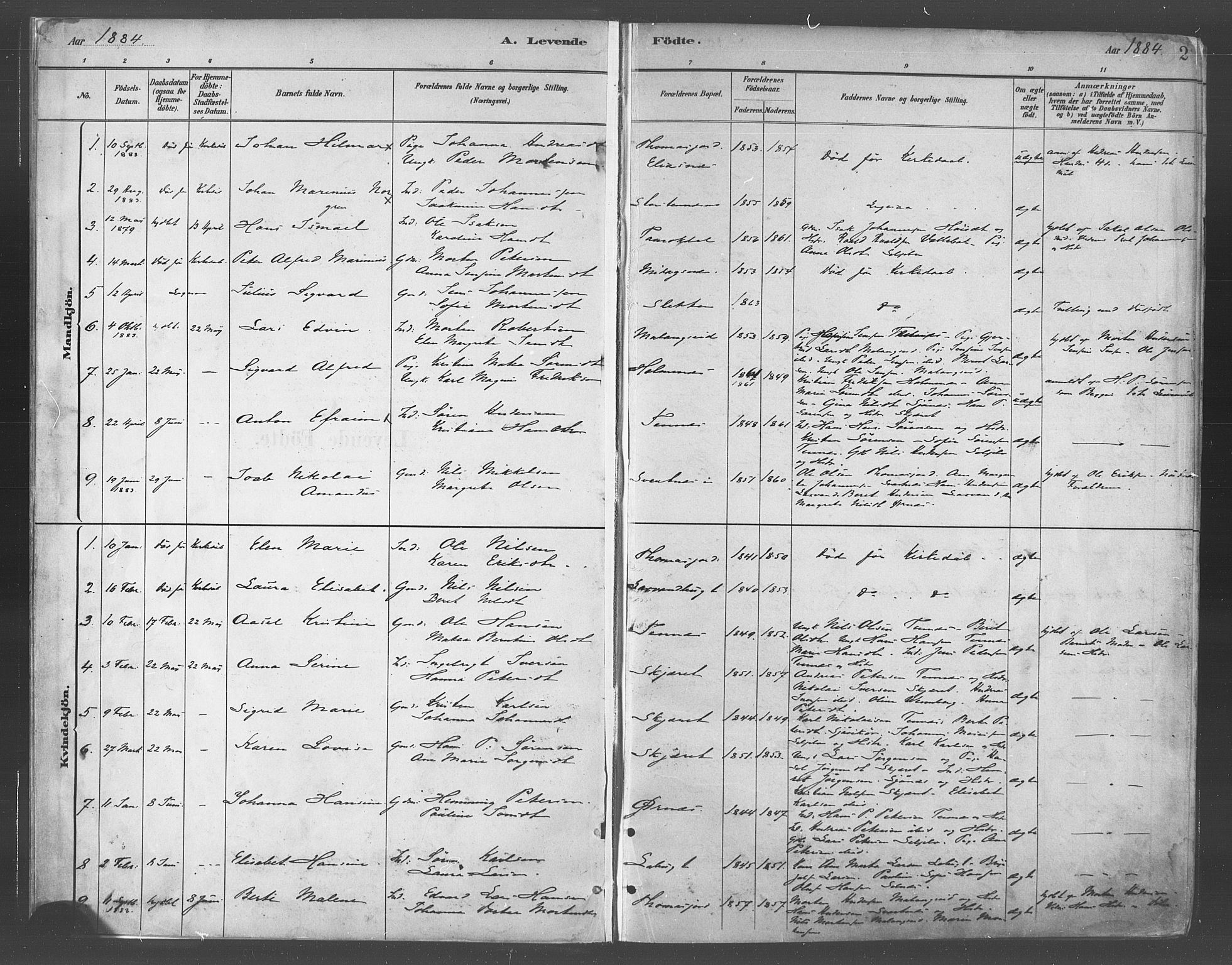 Balsfjord sokneprestembete, SATØ/S-1303/G/Ga/L0005kirke: Parish register (official) no. 5, 1884-1897, p. 2
