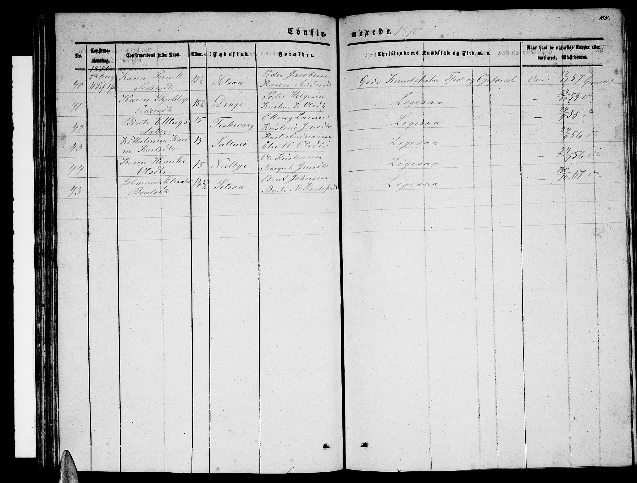 Ministerialprotokoller, klokkerbøker og fødselsregistre - Nordland, SAT/A-1459/847/L0678: Parish register (copy) no. 847C06, 1854-1870, p. 105