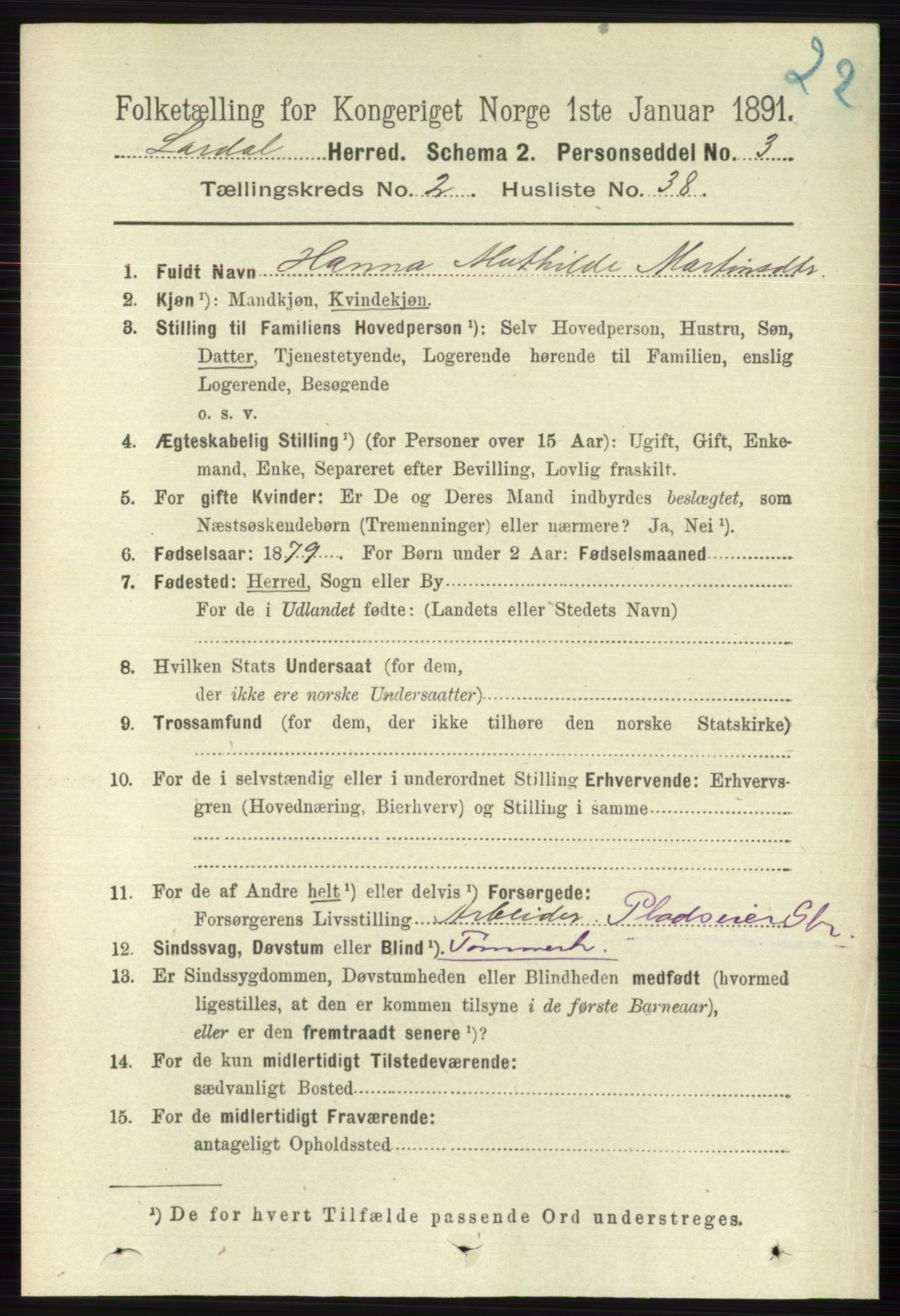 RA, 1891 census for 0728 Lardal, 1891, p. 924
