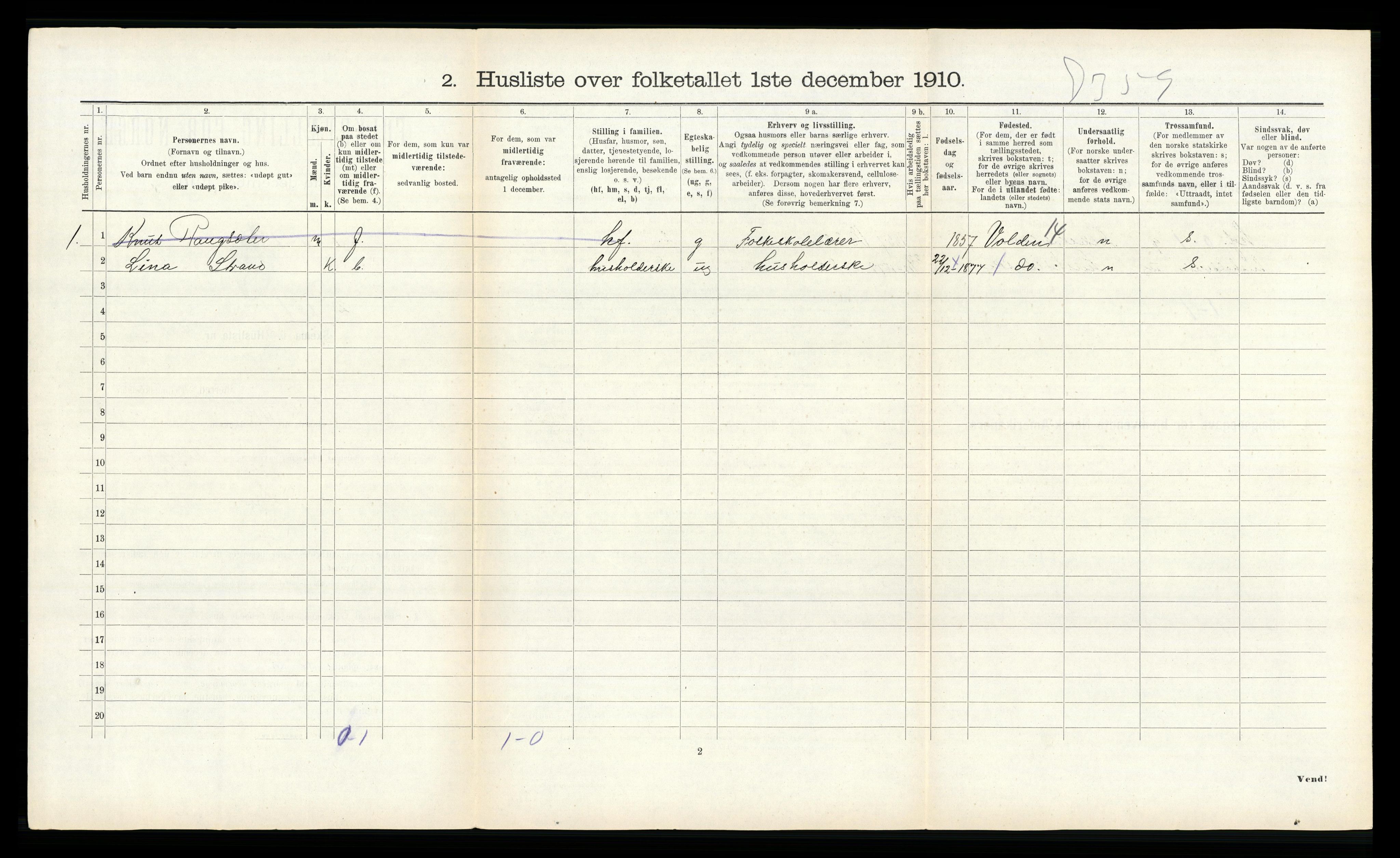 RA, 1910 census for Vikna, 1910, p. 728