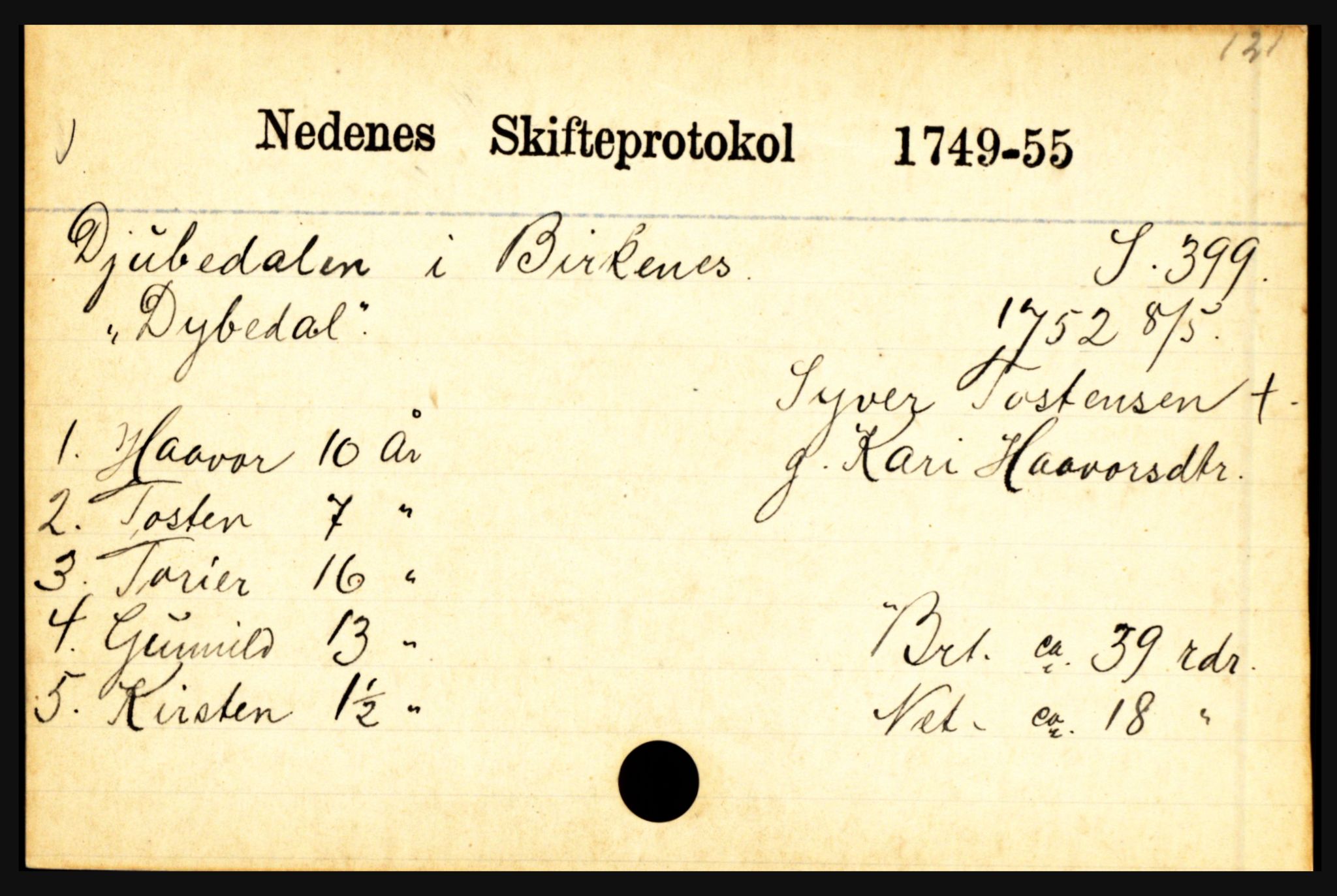 Nedenes sorenskriveri før 1824, AV/SAK-1221-0007/H, p. 5297