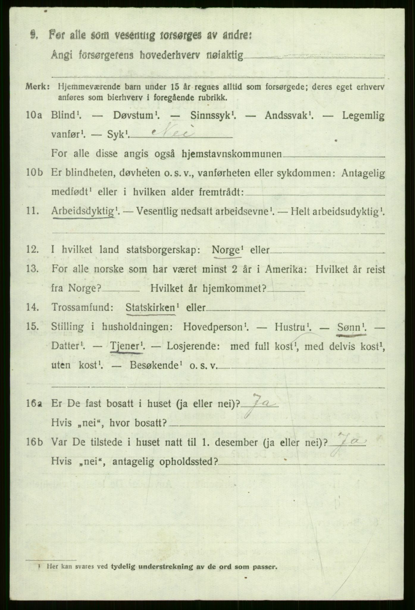 SAB, 1920 census for Evanger, 1920, p. 3966