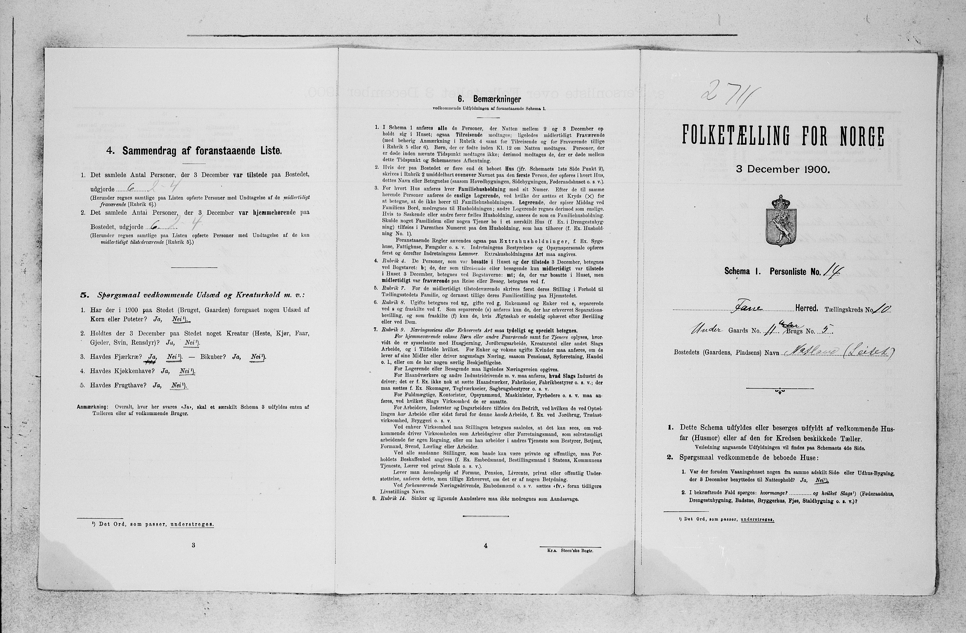 SAB, 1900 census for Fana, 1900, p. 1073