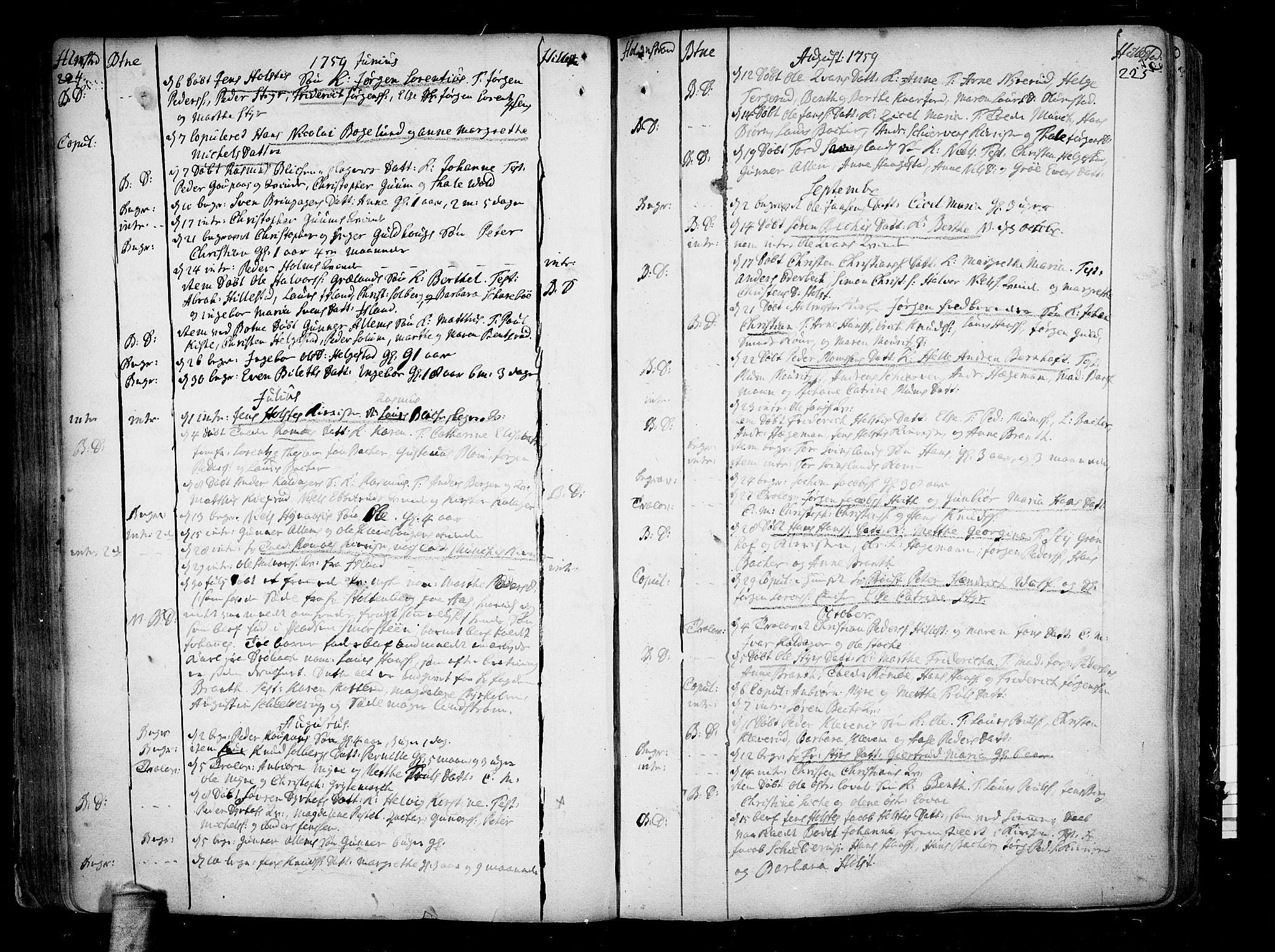 Botne kirkebøker, SAKO/A-340/F/Fa/L0001a: Parish register (official) no. I 1A, 1707-1778, p. 224-225