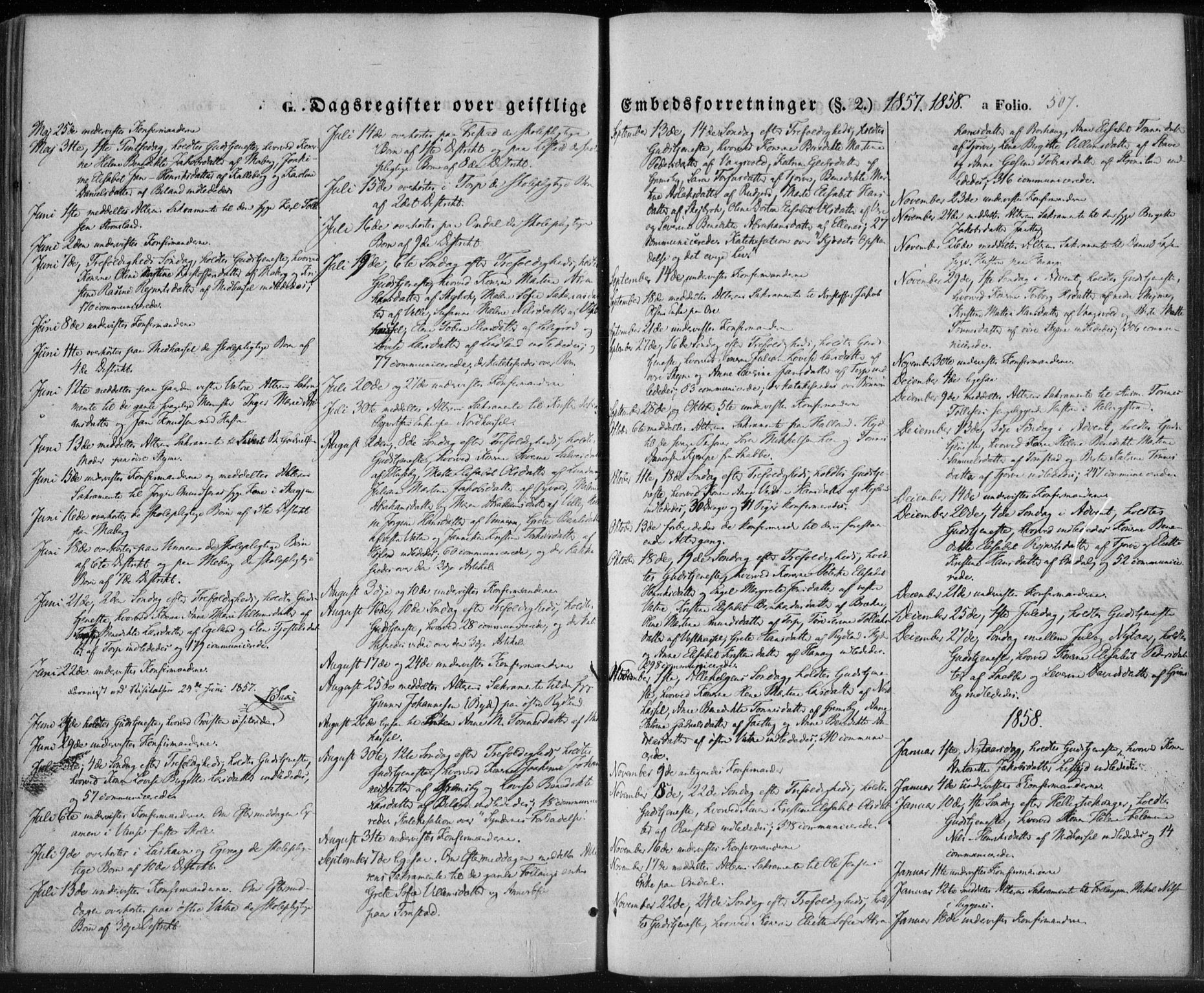 Lista sokneprestkontor, SAK/1111-0027/F/Fa/L0010: Parish register (official) no. A 10, 1846-1861, p. 507