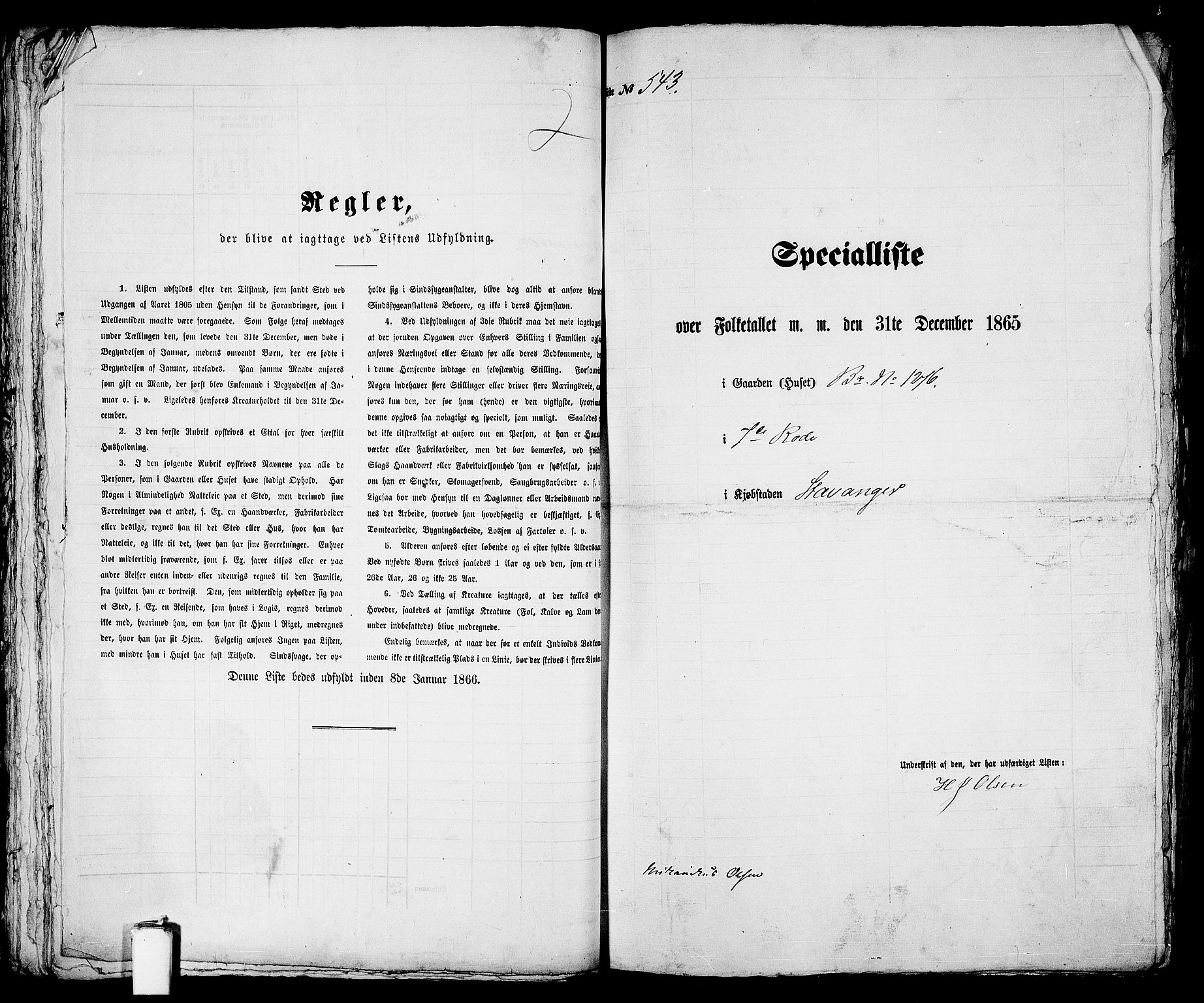 RA, 1865 census for Stavanger, 1865, p. 1115