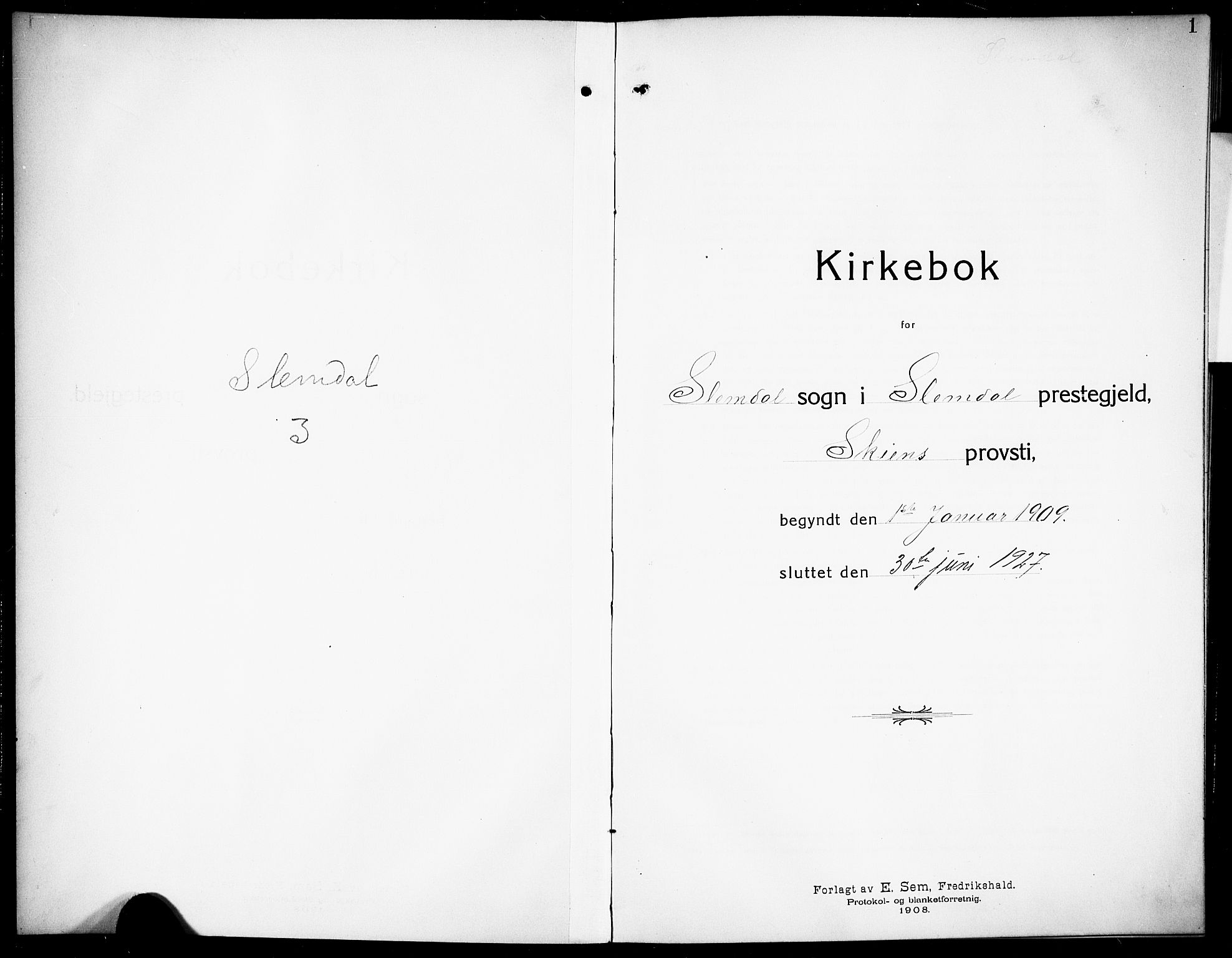 Siljan kirkebøker, SAKO/A-300/G/Ga/L0003: Parish register (copy) no. 3, 1909-1927, p. 1