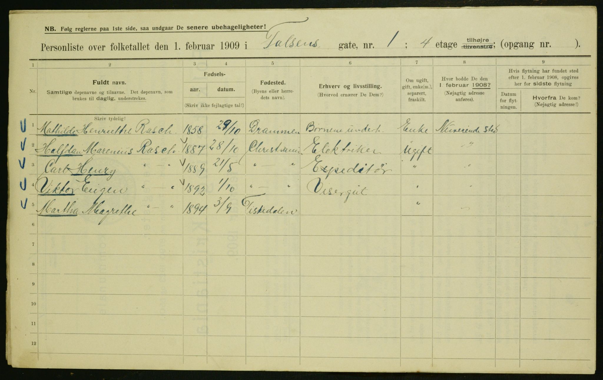 OBA, Municipal Census 1909 for Kristiania, 1909, p. 20989